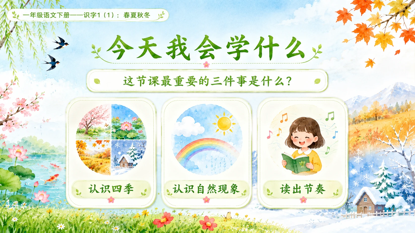 小学六年制统编教材系列课件——一年级语文下册：识字1 春夏秋冬（1） - 预览图3