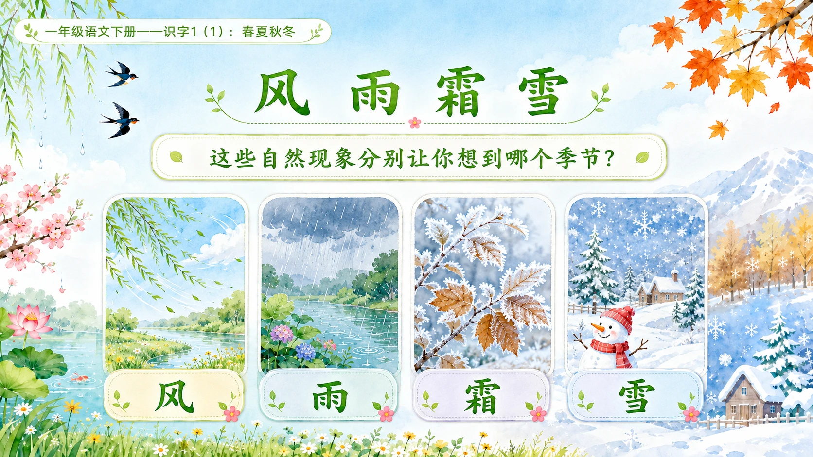 小学六年制统编教材系列课件——一年级语文下册：识字1 春夏秋冬（1） - 预览图6
