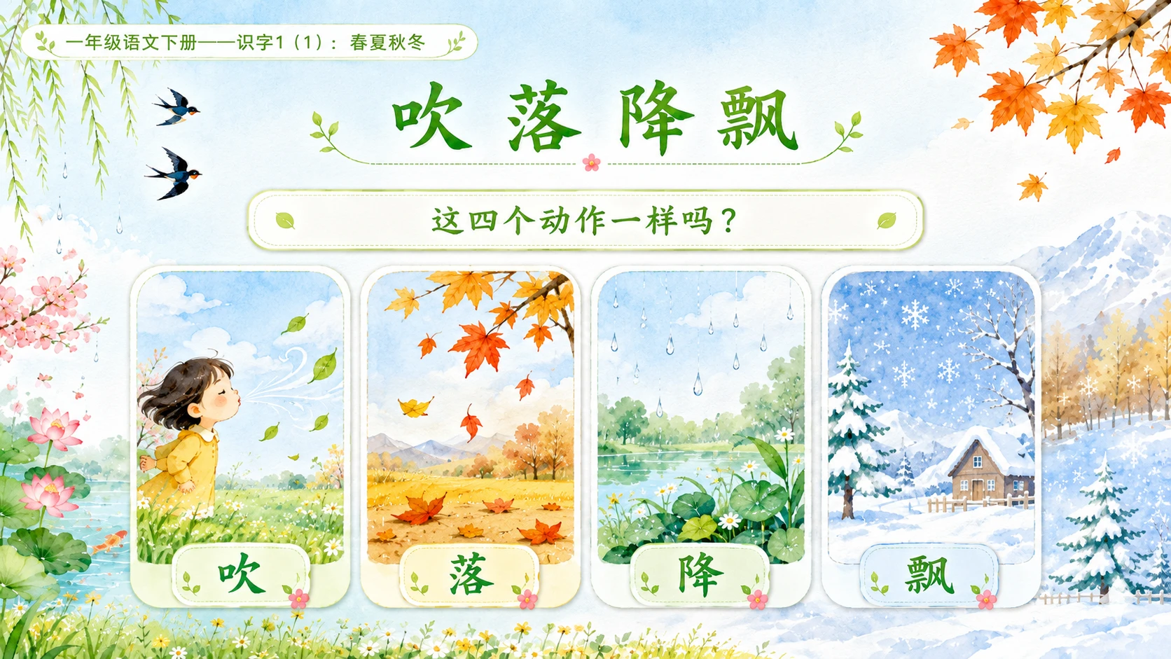 小学六年制统编教材系列课件——一年级语文下册：识字1 春夏秋冬（1） - 预览图7