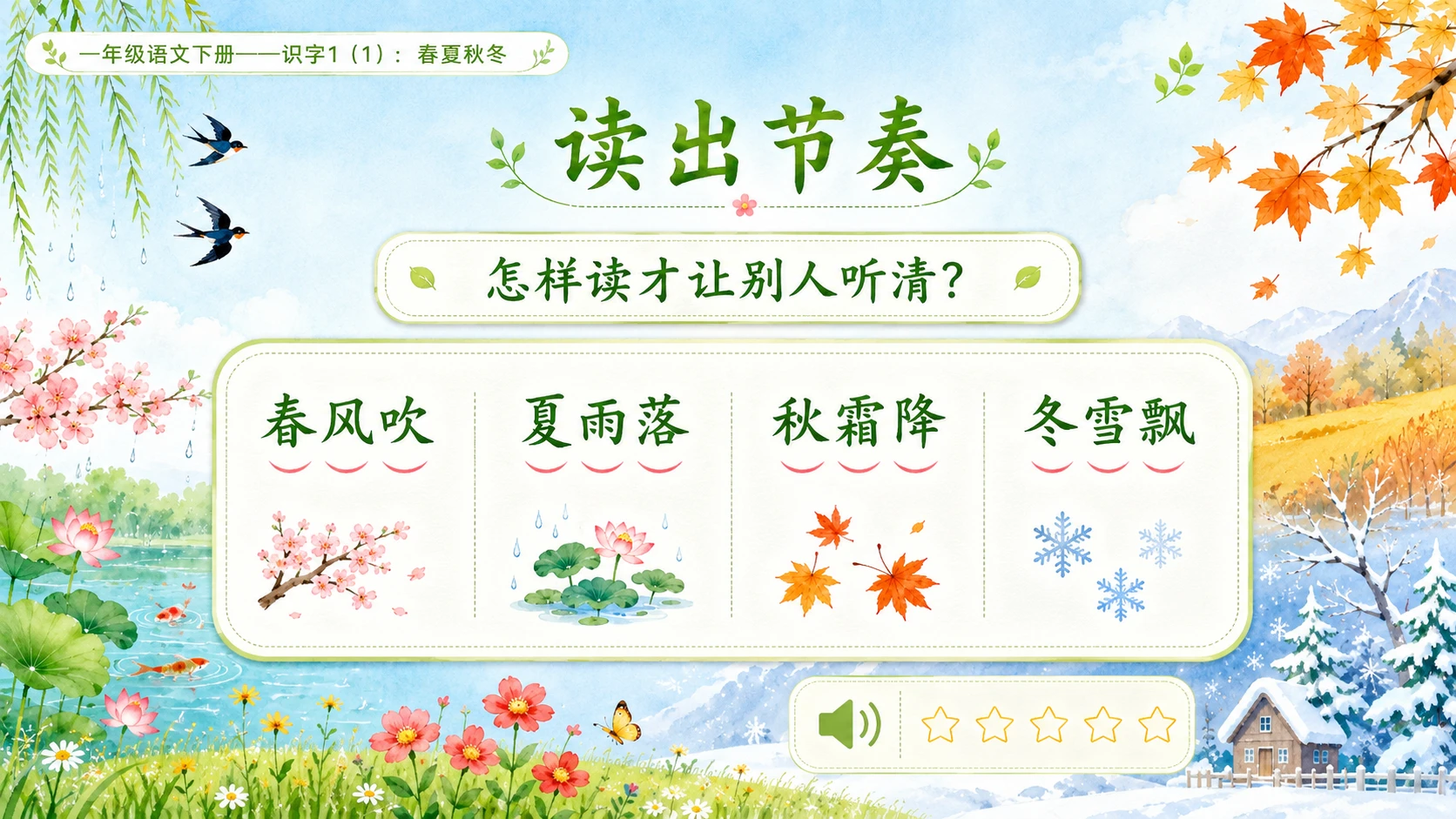 小学六年制统编教材系列课件——一年级语文下册：识字1 春夏秋冬（1） - 预览图8