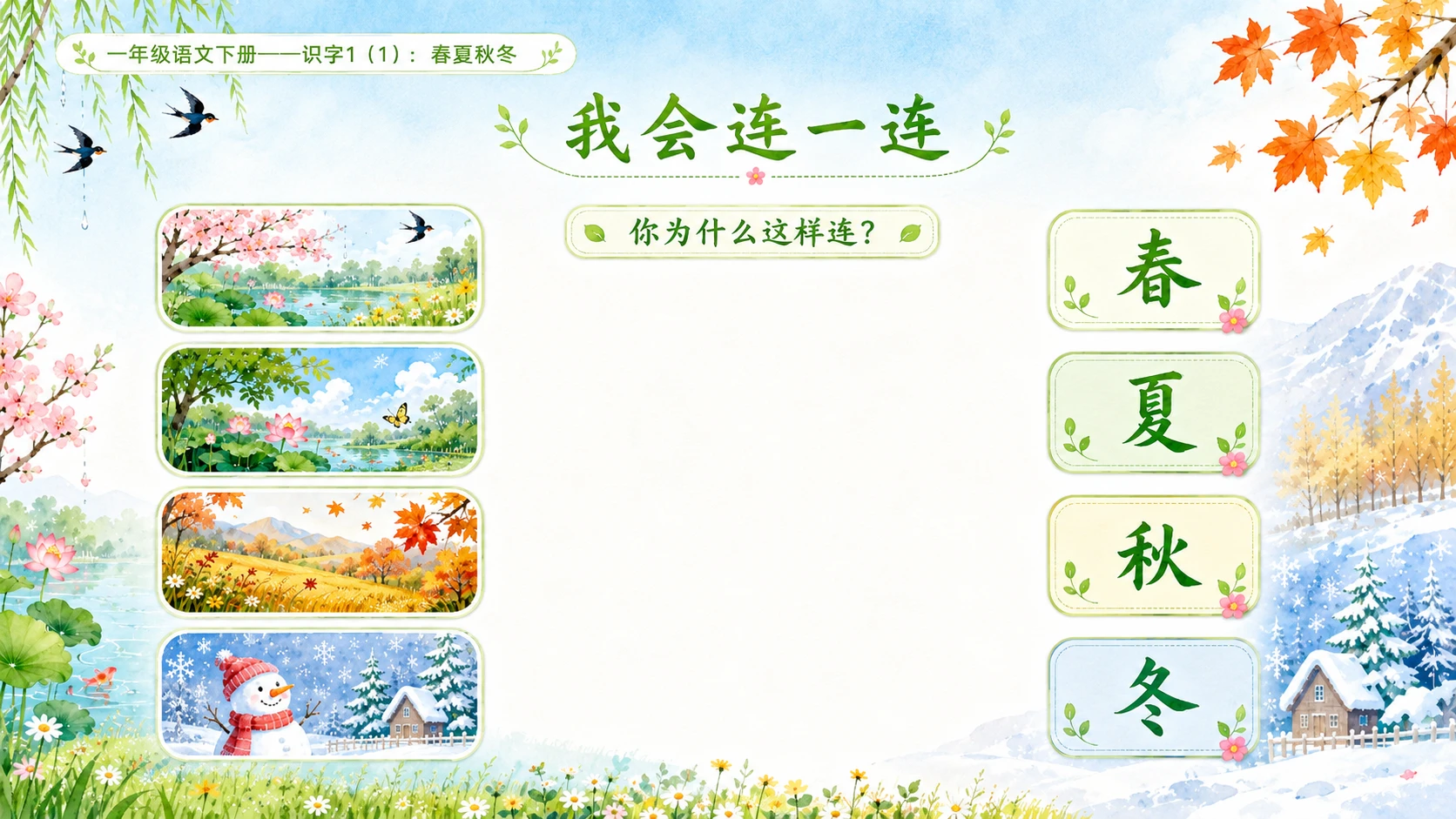 小学六年制统编教材系列课件——一年级语文下册：识字1 春夏秋冬（1） - 预览图10