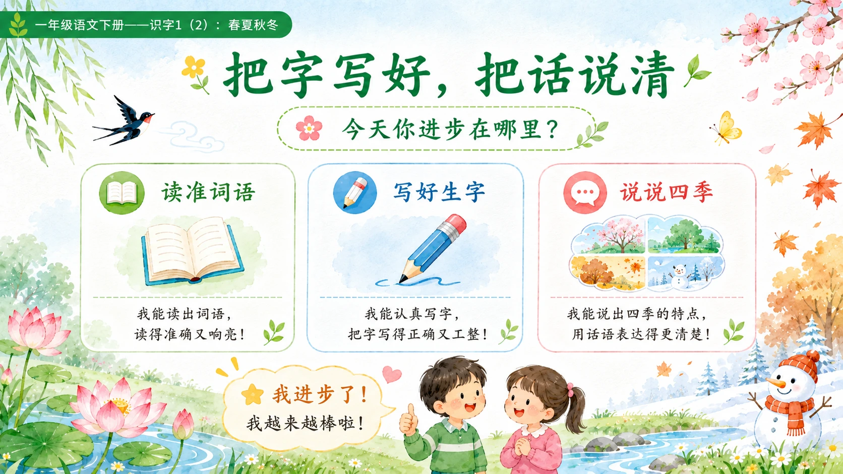 小学六年制统编教材系列课件——一年级语文下册：识字1 春夏秋冬（2） - 预览图16