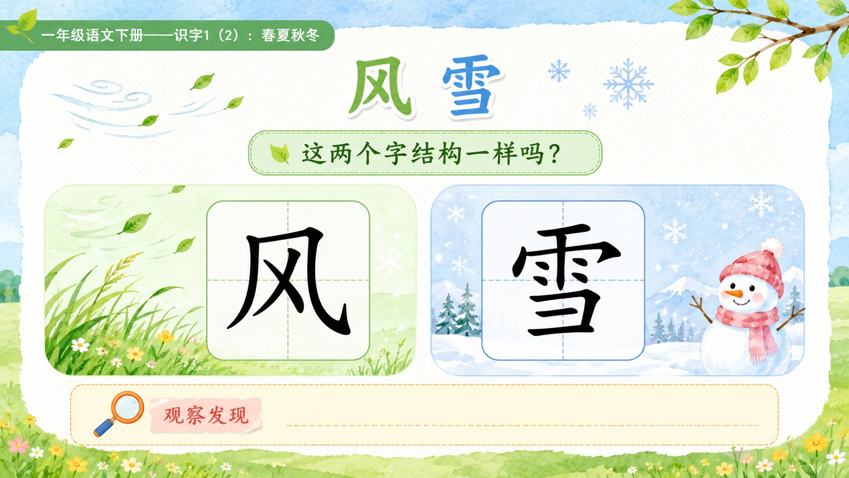 小学六年制统编教材系列课件——一年级语文下册：识字1 春夏秋冬（2） - 预览图5