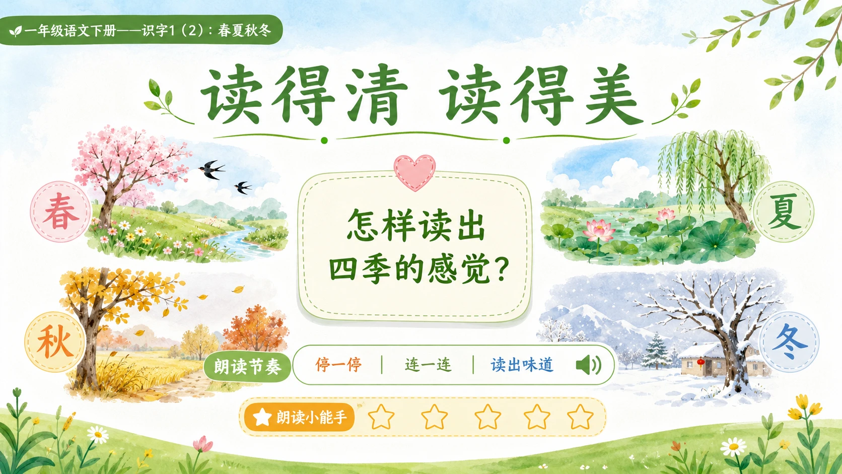 小学六年制统编教材系列课件——一年级语文下册：识字1 春夏秋冬（2） - 预览图9