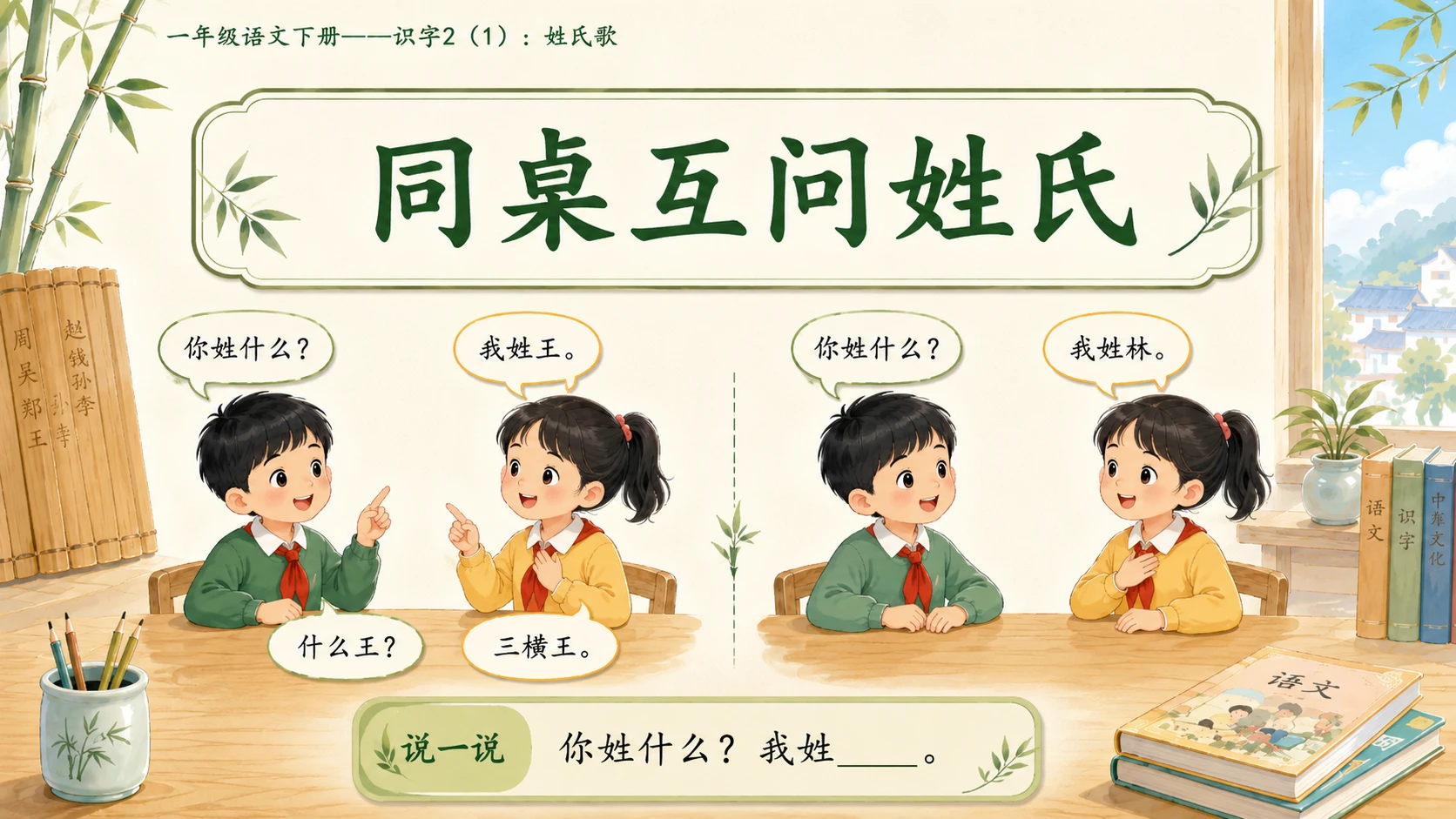 小学六年制统编教材系列课件——一年级语文下册：识字2 姓氏歌（1） - 预览图13