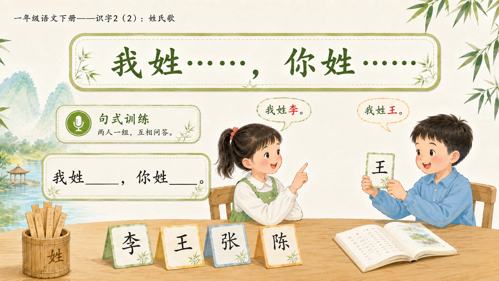 小学六年制统编教材系列课件——一年级语文下册：识字2 姓氏歌（2） - 预览图11