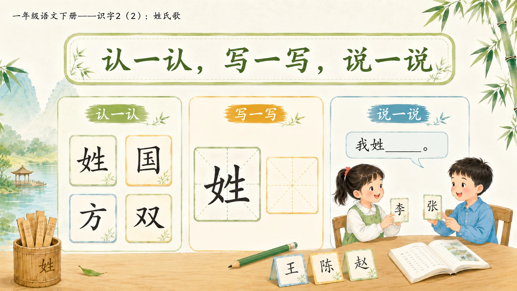 小学六年制统编教材系列课件——一年级语文下册：识字2 姓氏歌（2） - 预览图13
