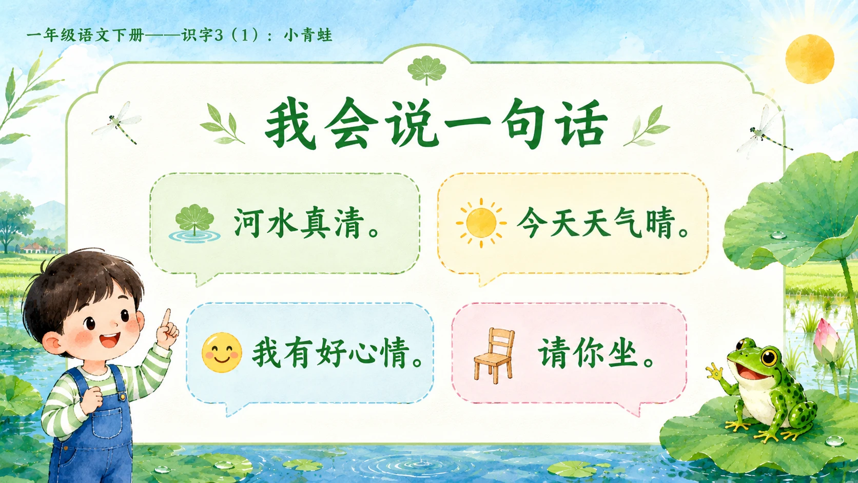 小学六年制统编教材系列课件——一年级语文下册：识字3 小青蛙（1） - 预览图14