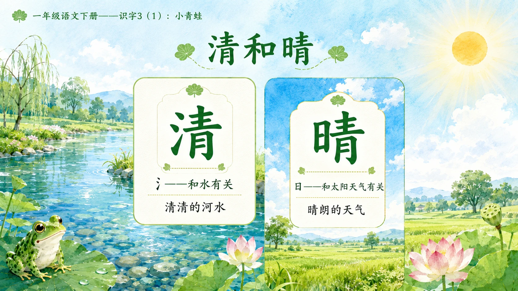 小学六年制统编教材系列课件——一年级语文下册：识字3 小青蛙（1） - 预览图7
