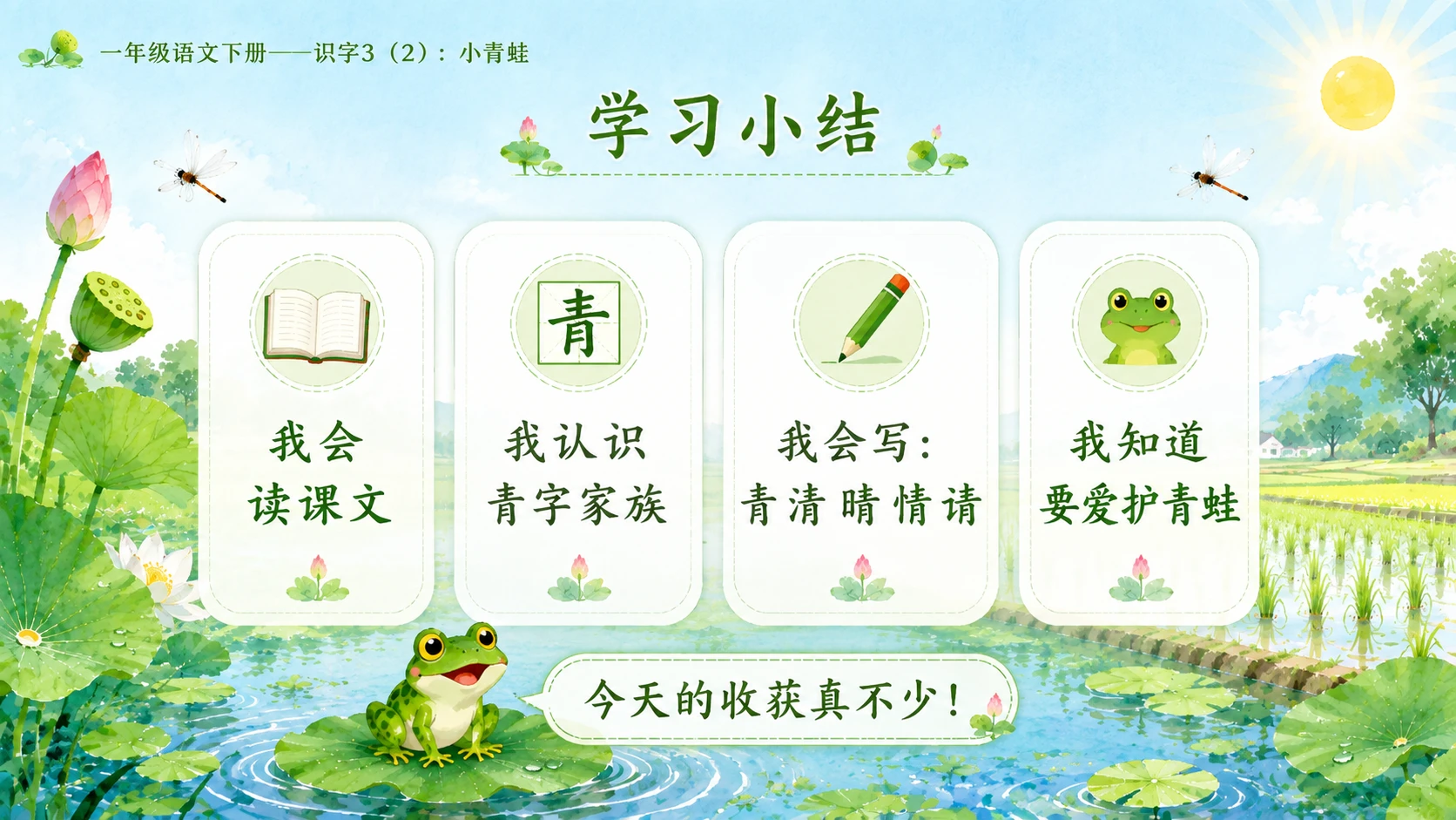 小学六年制统编教材系列课件——一年级语文下册：识字3 小青蛙（2） - 预览图16
