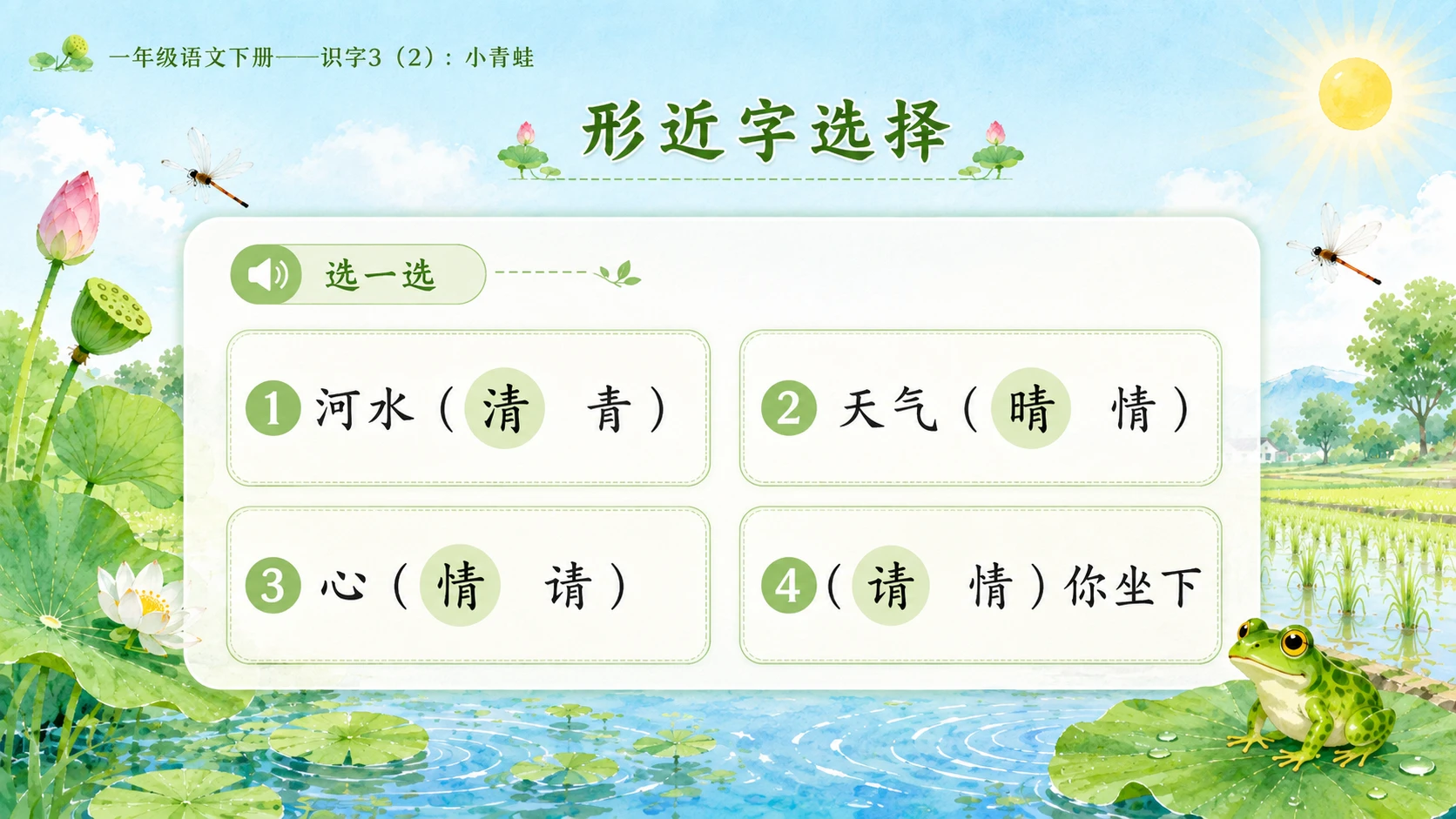 小学六年制统编教材系列课件——一年级语文下册：识字3 小青蛙（2） - 预览图5