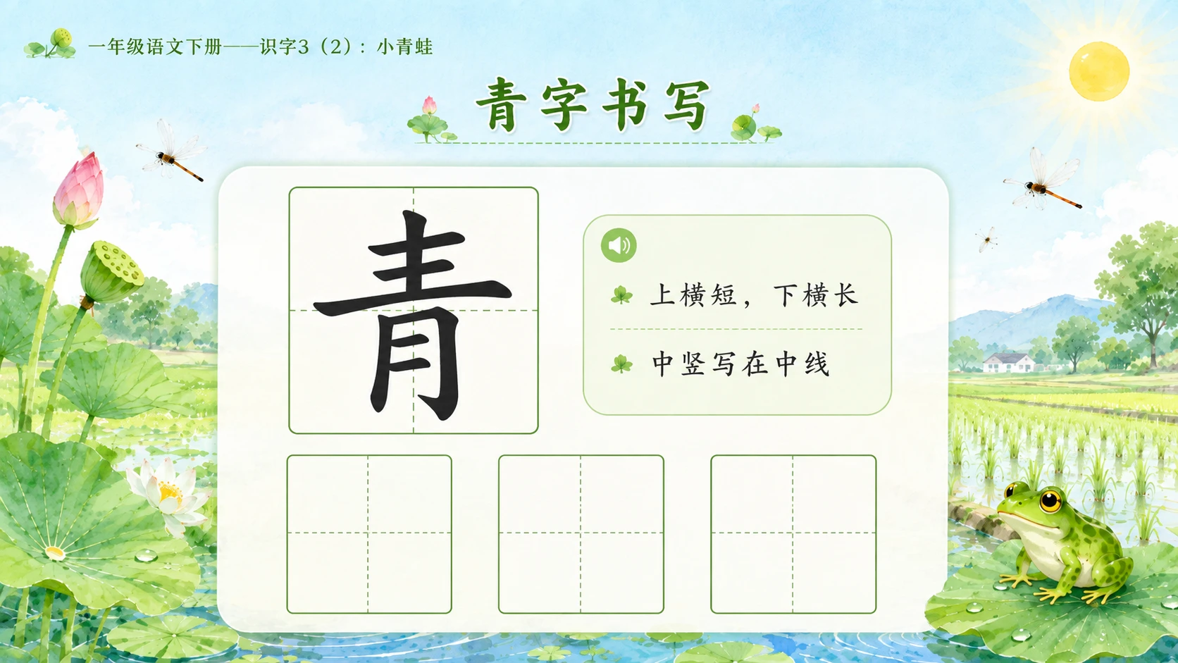 小学六年制统编教材系列课件——一年级语文下册：识字3 小青蛙（2） - 预览图7