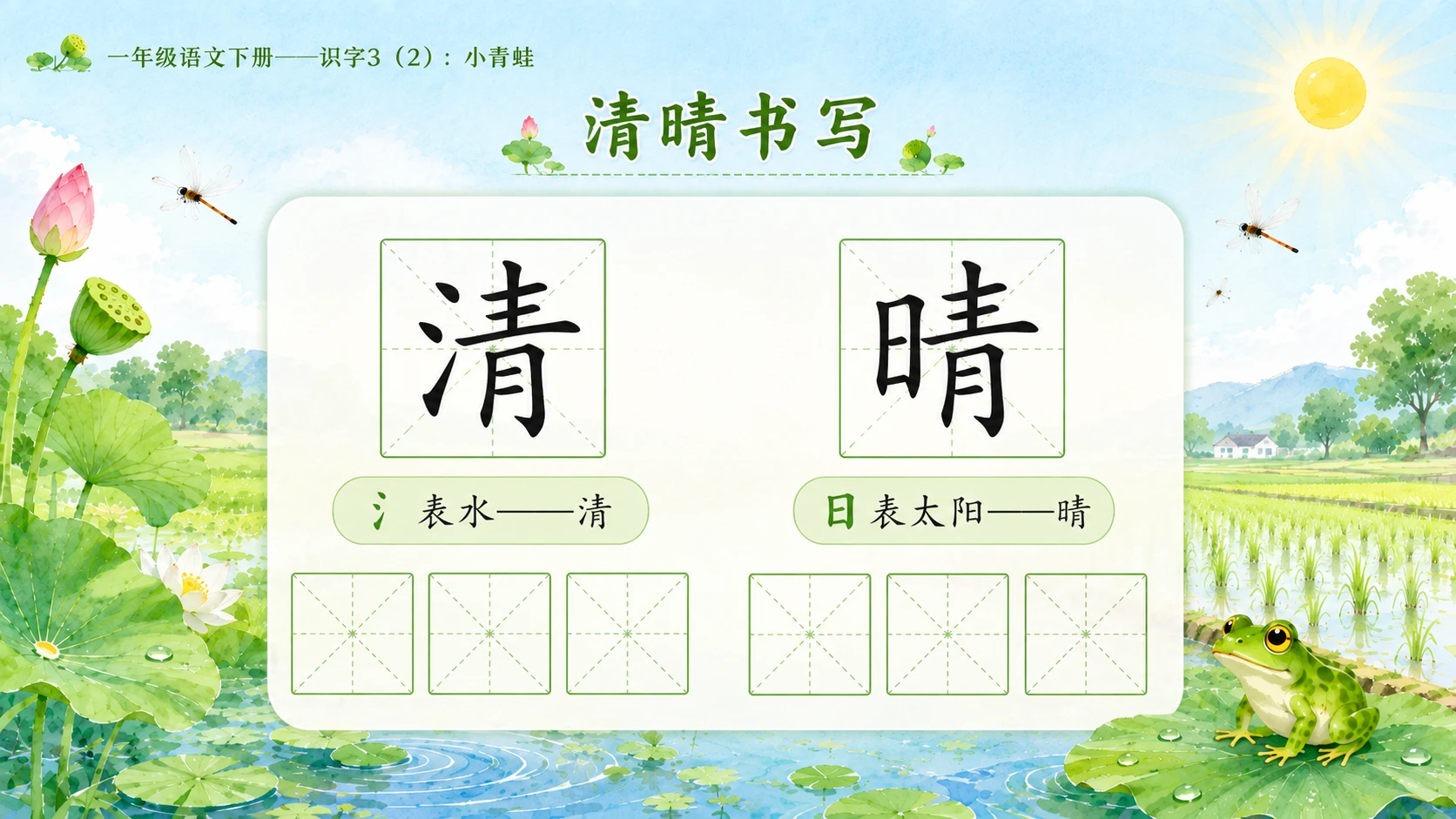 小学六年制统编教材系列课件——一年级语文下册：识字3 小青蛙（2） - 预览图8