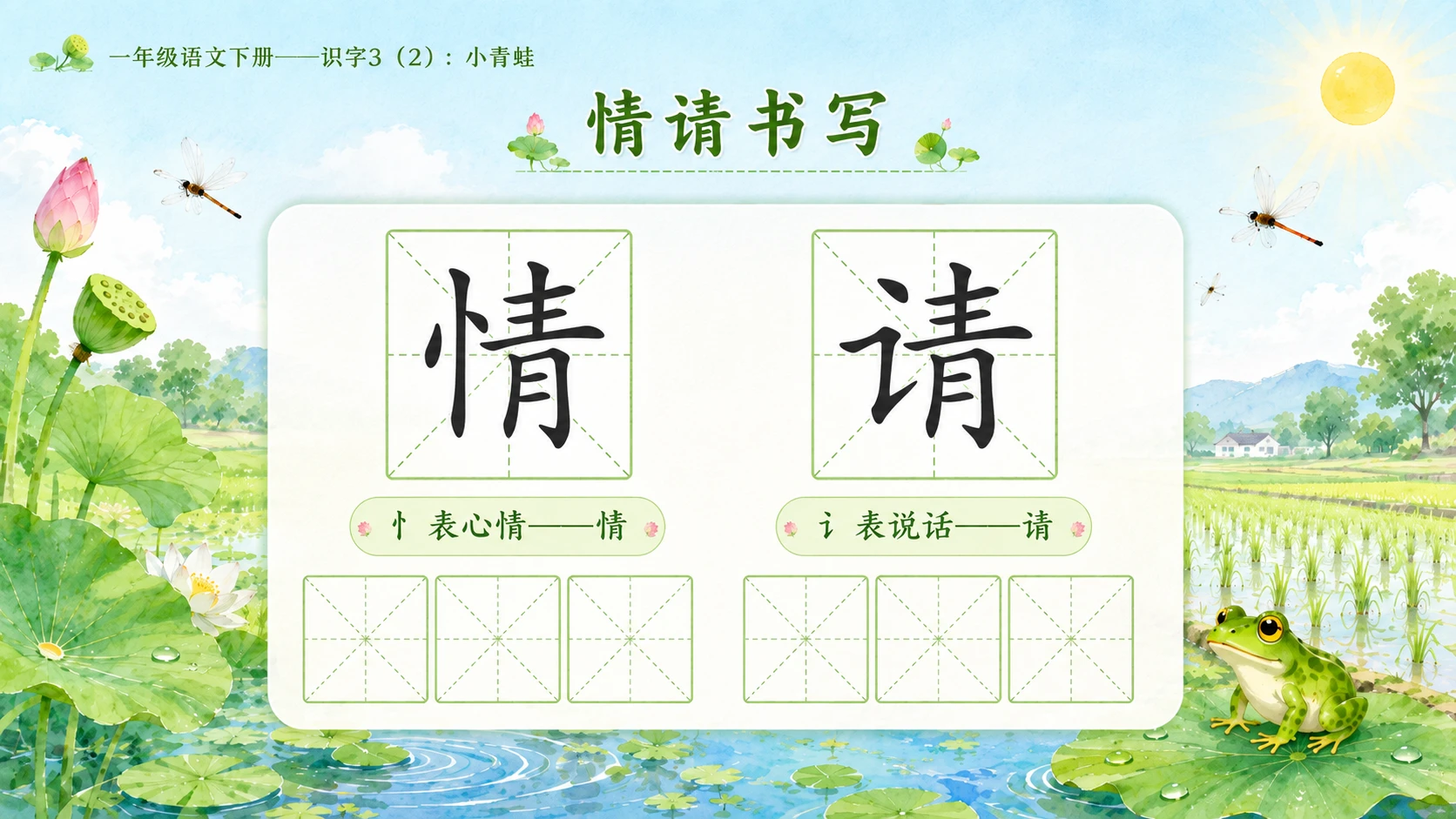 小学六年制统编教材系列课件——一年级语文下册：识字3 小青蛙（2） - 预览图9