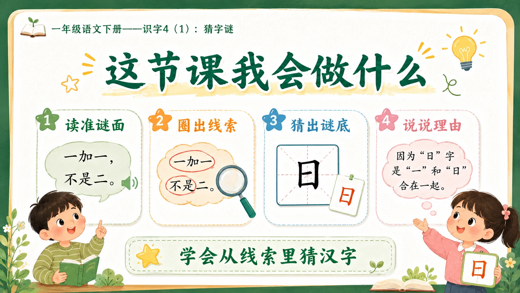 小学六年制统编教材系列课件——一年级语文下册：识字4 猜字谜（1） - 预览图2