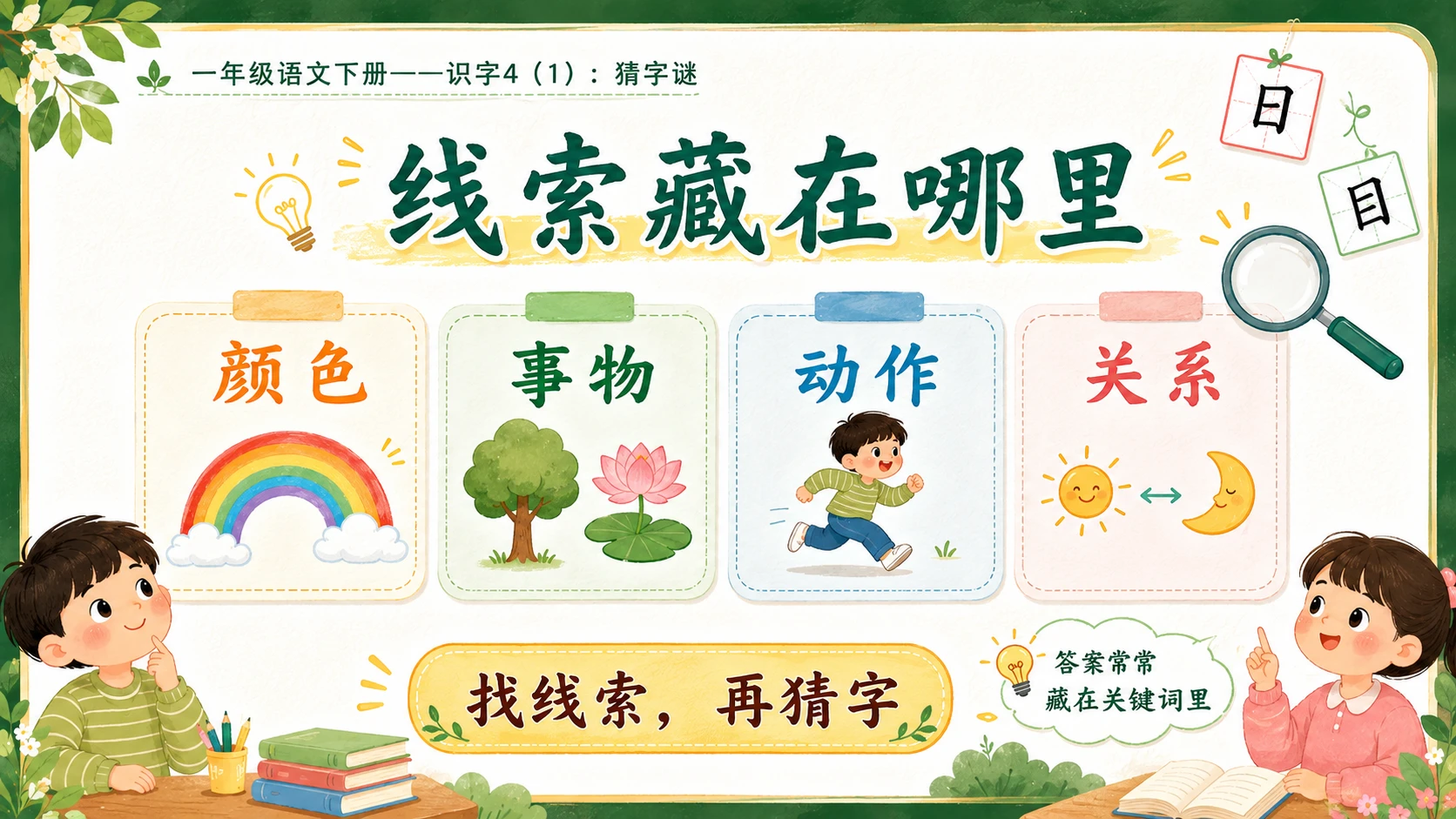 小学六年制统编教材系列课件——一年级语文下册：识字4 猜字谜（1） - 预览图5