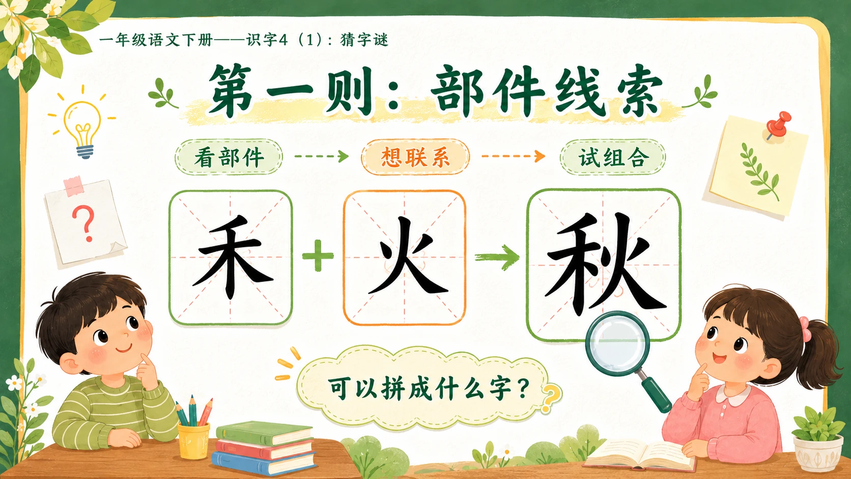 小学六年制统编教材系列课件——一年级语文下册：识字4 猜字谜（1） - 预览图8
