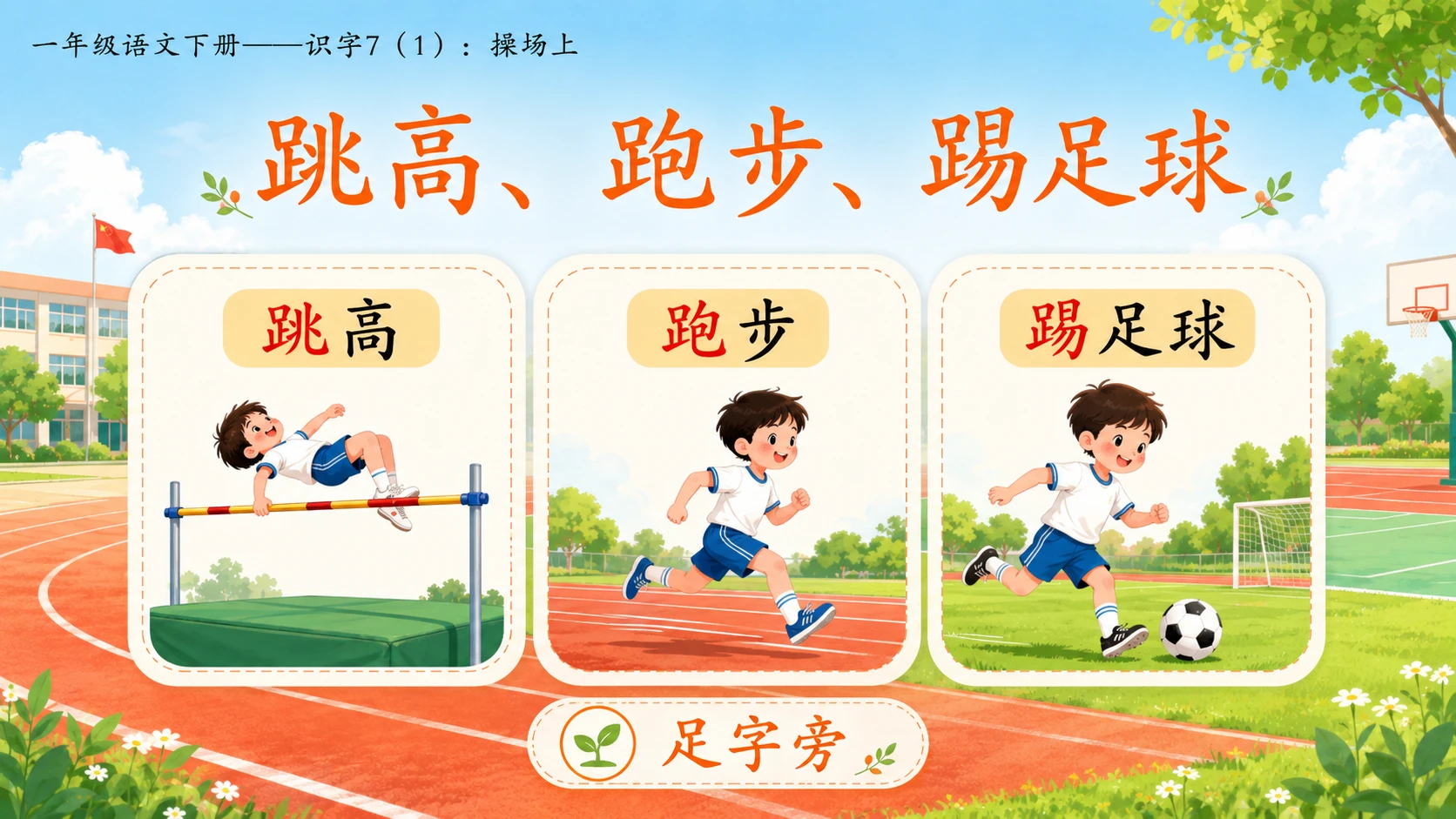 小学六年制统编教材系列课件——一年级语文下册：识字7 操场上（1） - 预览图5