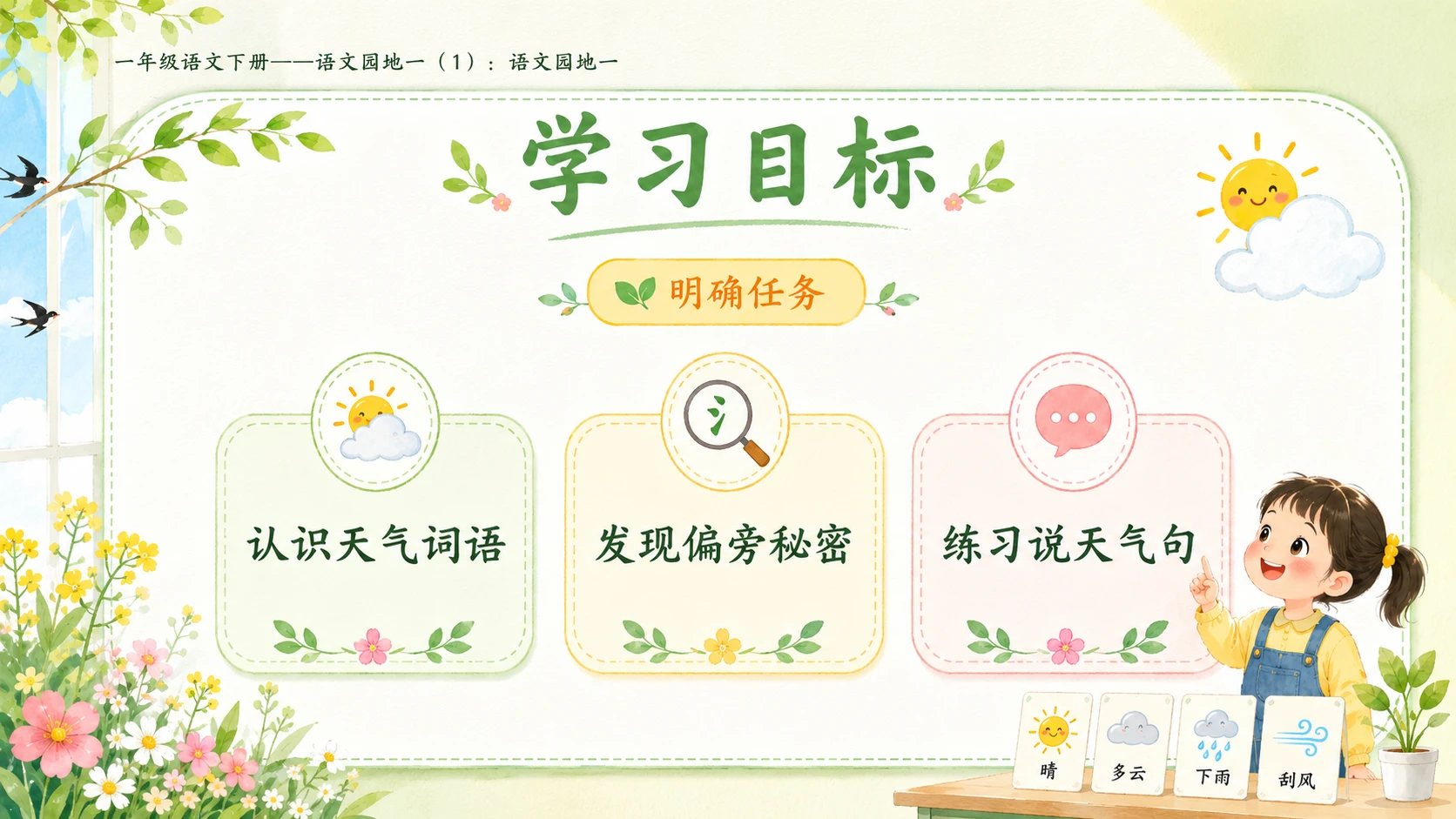 小学六年制统编教材系列课件——一年级语文下册：语文园地一（1） - 预览图2