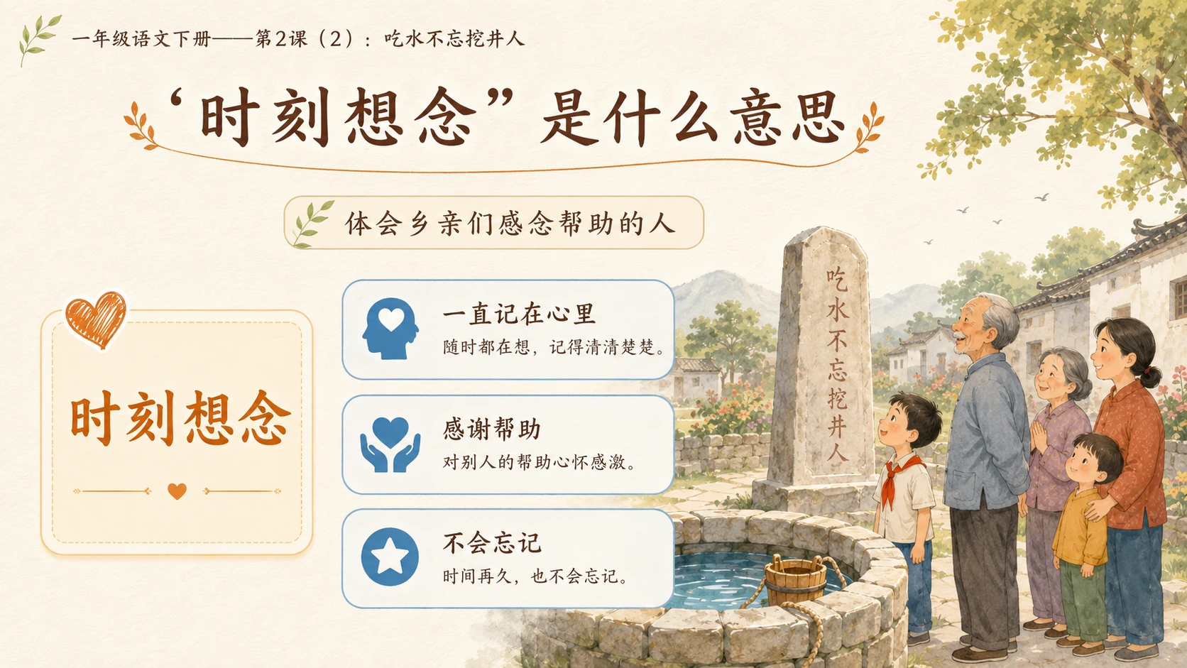 小学六年制统编教材系列课件——一年级语文下册第2课（2）：吃水不忘挖井人 - 预览图9