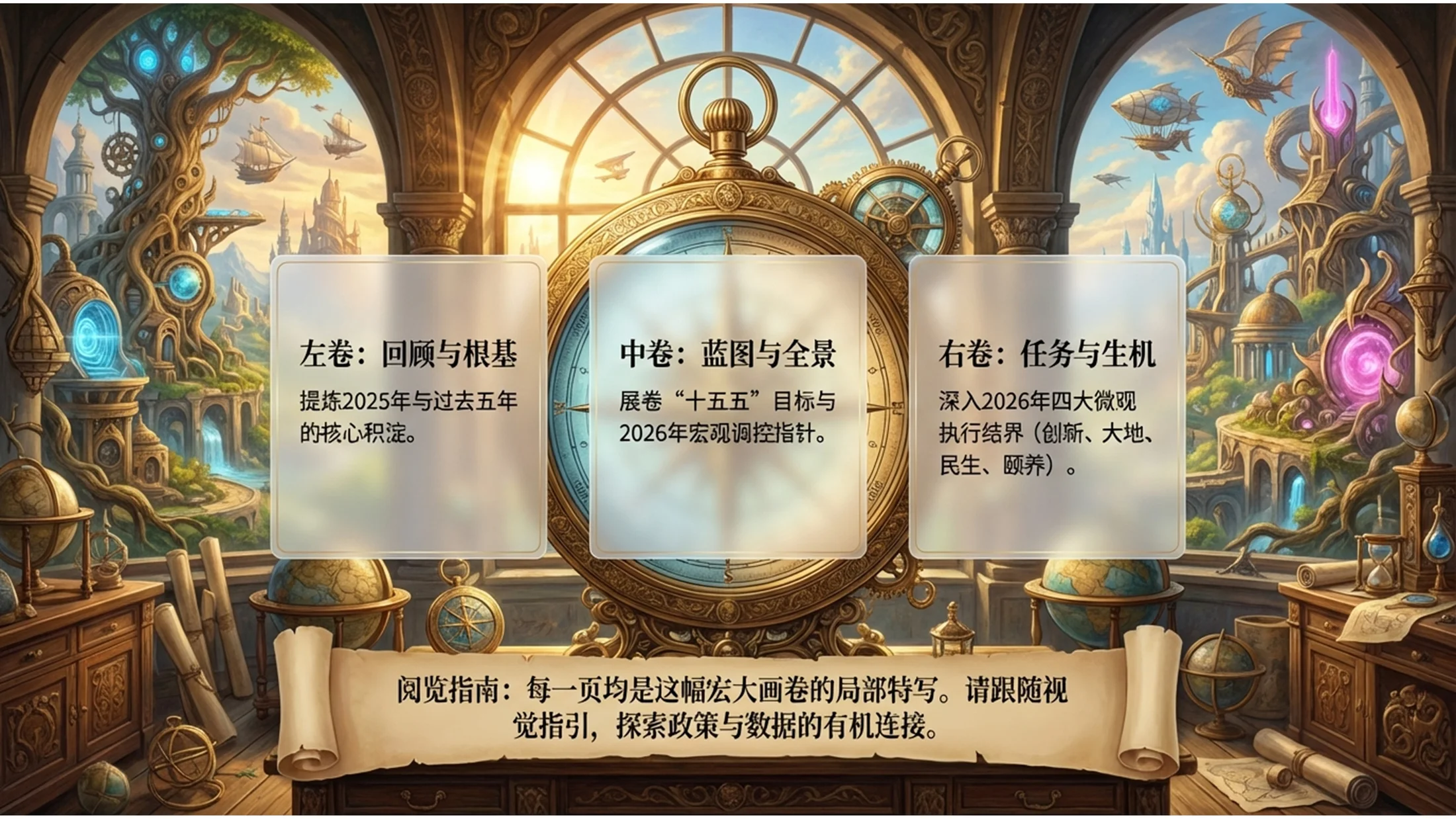 立体油画复古耶罗尼米斯・博斯风格政府工作报告PPT - 预览图1
