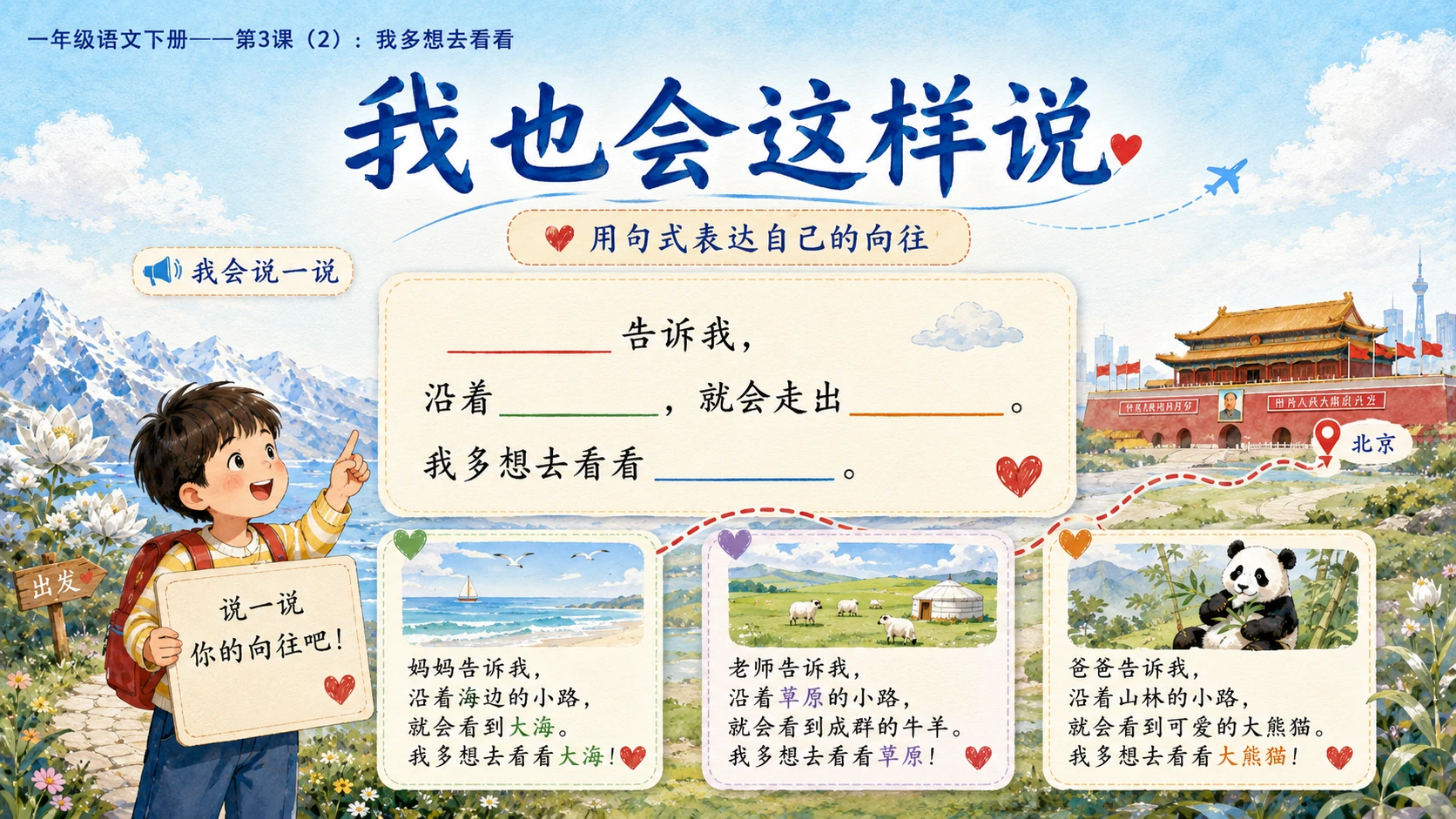 小学六年制统编教材系列课件——一年级语文下册第3课（2）：我多想去看看 - 预览图12