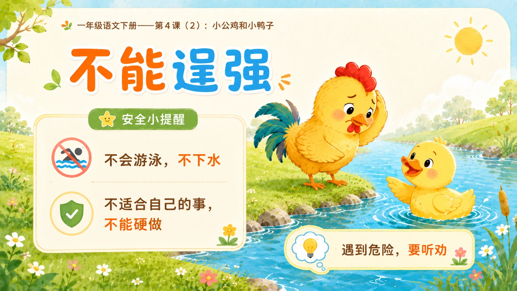 小学六年制统编教材系列课件——一年级语文下册第4课（2）：小公鸡和小鸭子 - 预览图12
