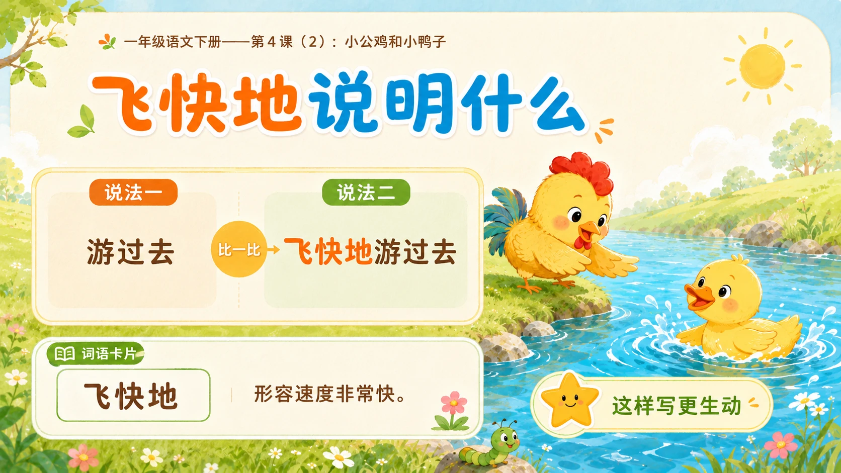 小学六年制统编教材系列课件——一年级语文下册第4课（2）：小公鸡和小鸭子 - 预览图10