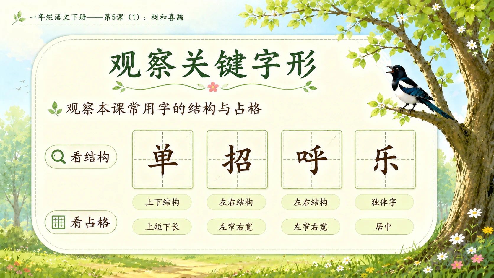 小学六年制统编教材系列课件——一年级语文下册第5课（1）：树和喜鹊 - 预览图13