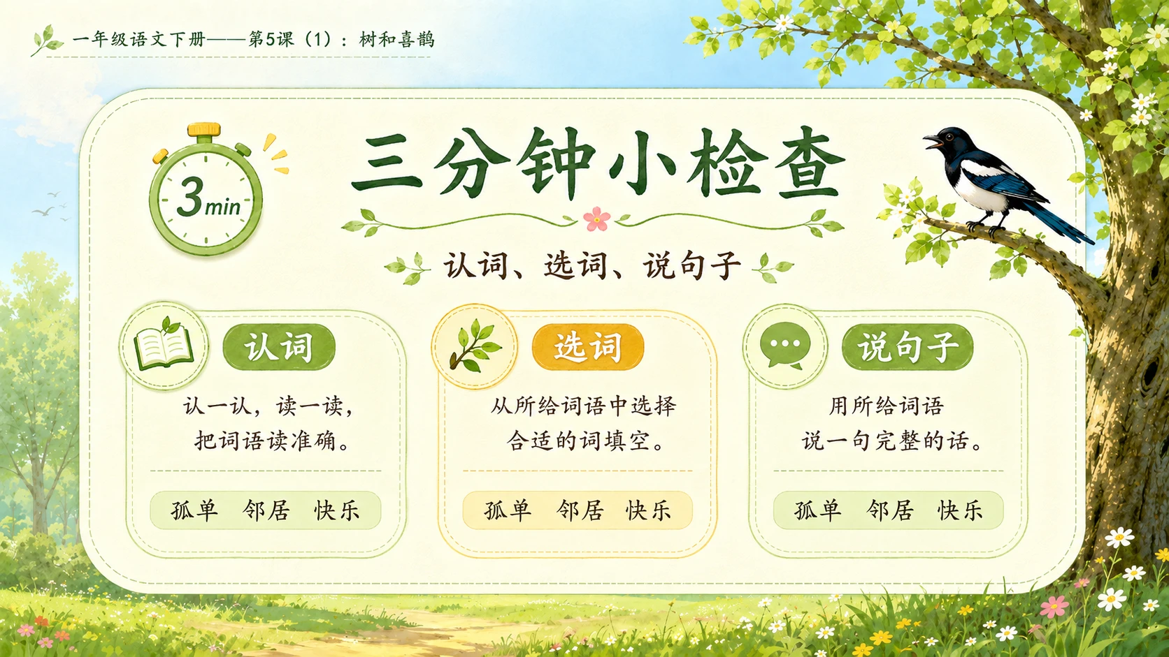 小学六年制统编教材系列课件——一年级语文下册第5课（1）：树和喜鹊 - 预览图15