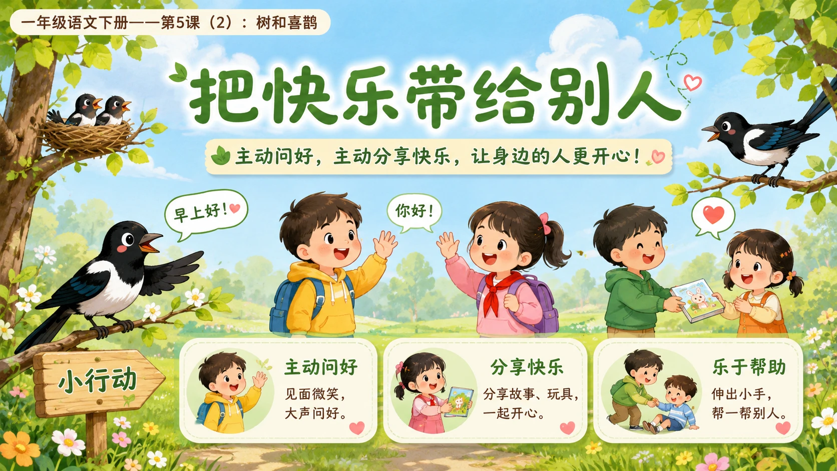 小学六年制统编教材系列课件——一年级语文下册第5课（2）：树和喜鹊 - 预览图17