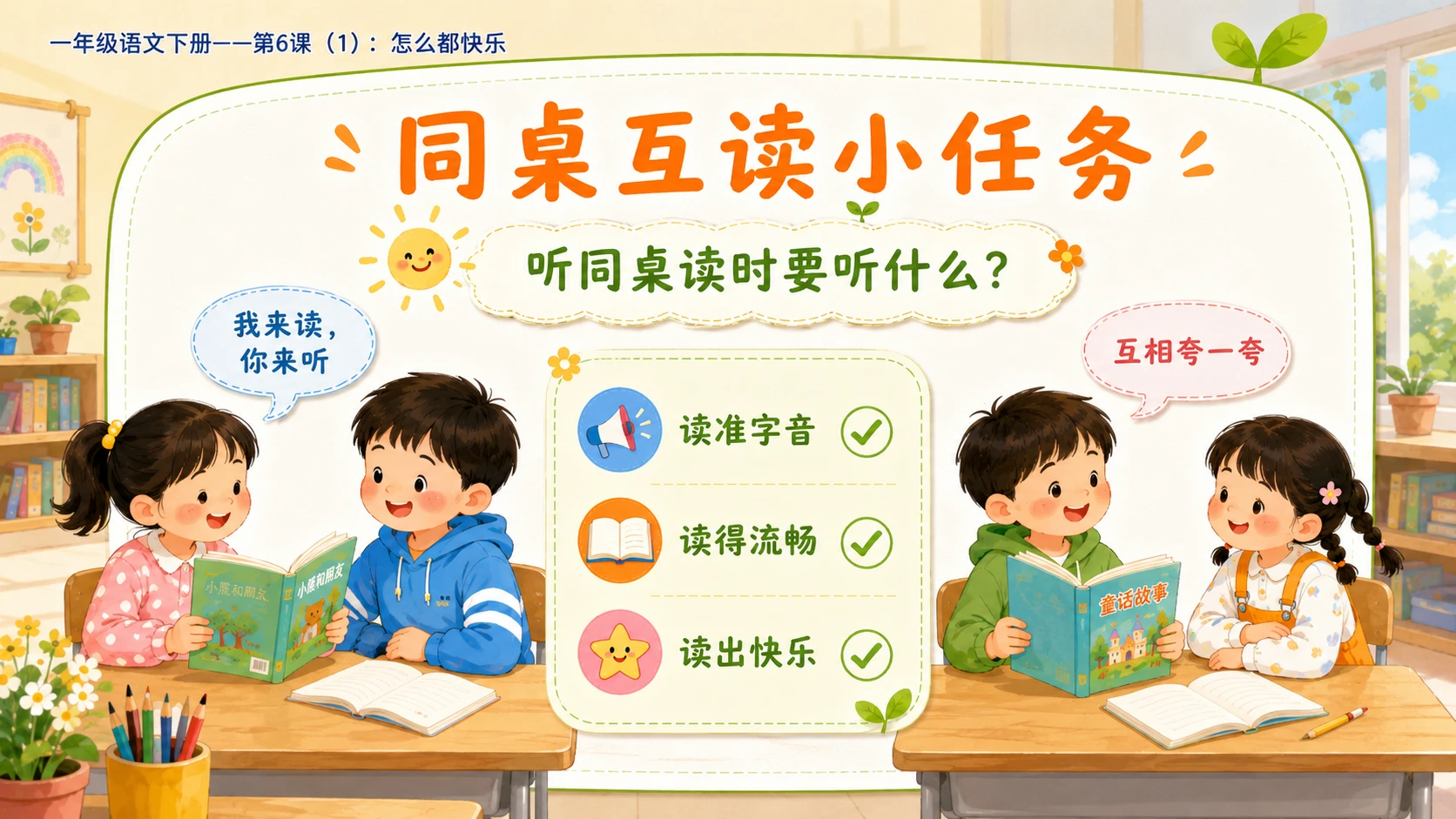 小学六年制统编教材系列课件——一年级语文下册第6课（1）：怎么都快乐 - 预览图13