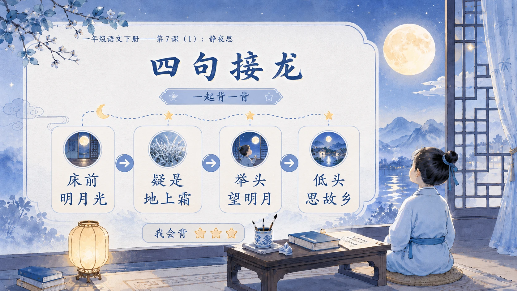 小学六年制统编教材系列课件——一年级语文下册第7课（1）：静夜思 - 预览图13