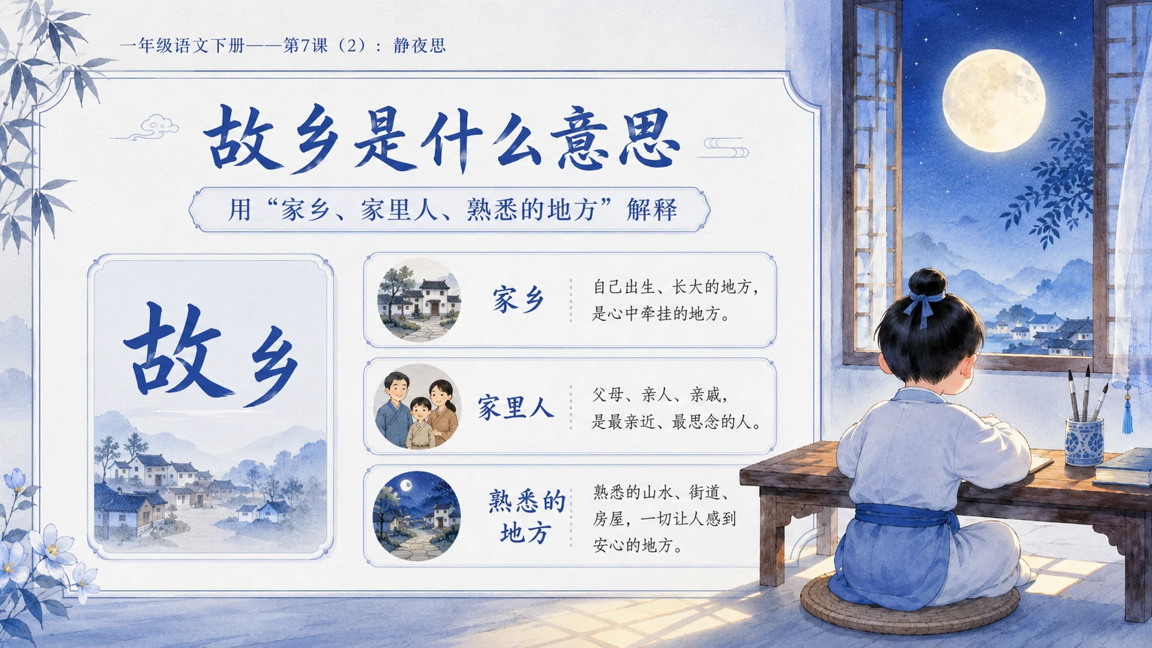 小学六年制统编教材系列课件——一年级语文下册第7课（2）：静夜思 - 预览图9