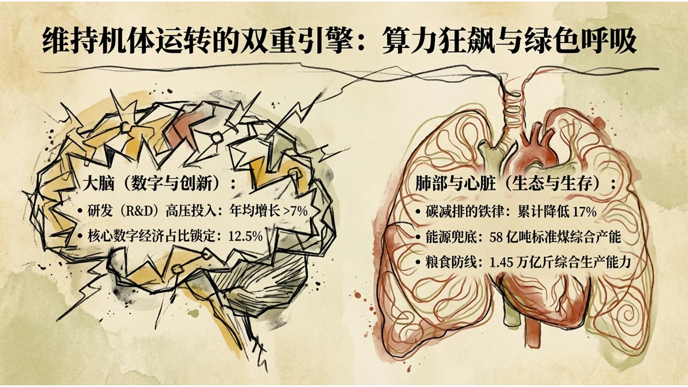 粗糙线条绘制埃贡·席勒风格政府工作报告PPT - 预览图5