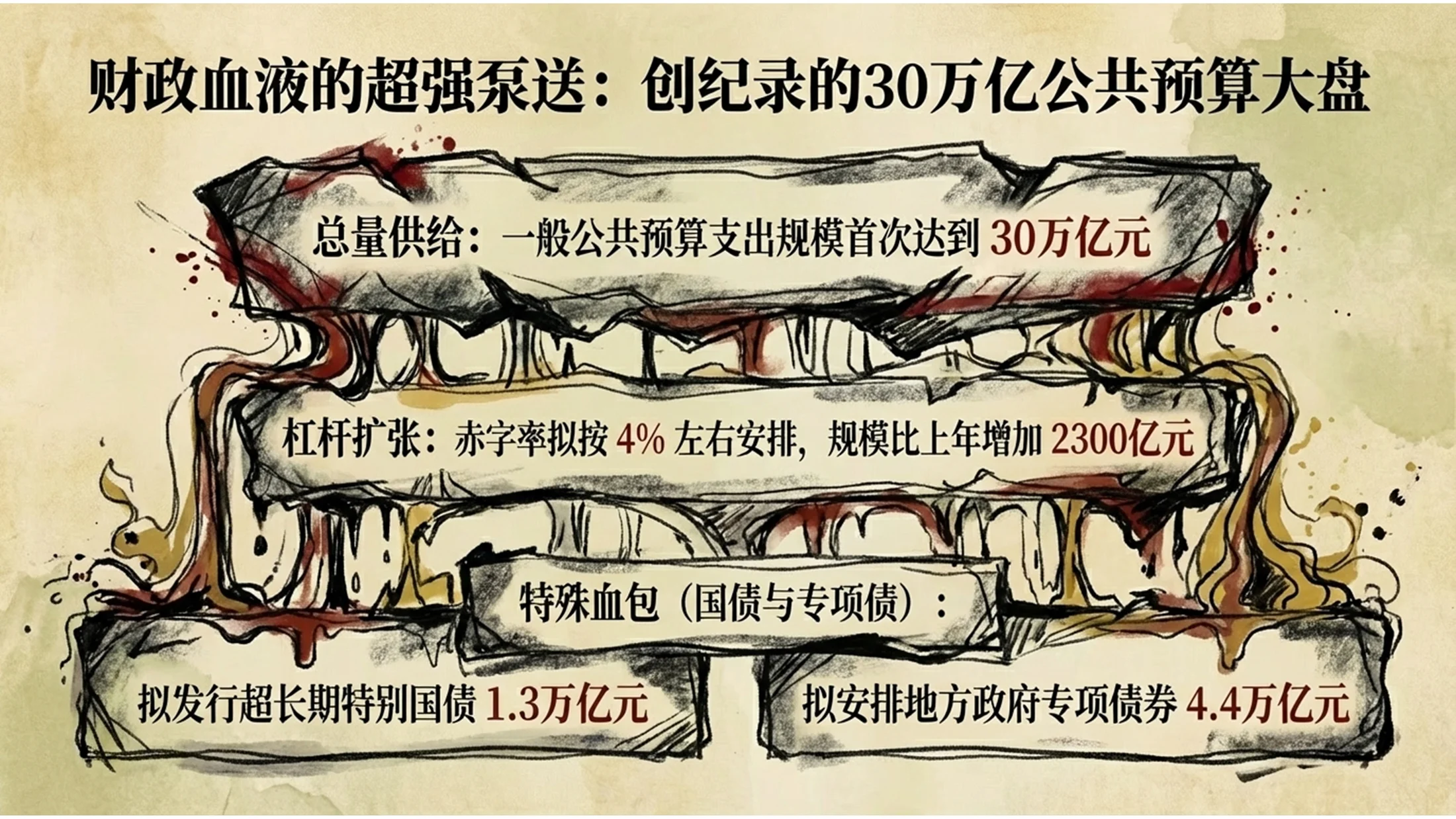 粗糙线条绘制埃贡·席勒风格政府工作报告PPT - 预览图7