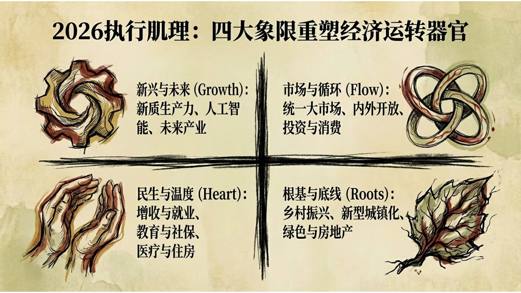 粗糙线条绘制埃贡·席勒风格政府工作报告PPT - 预览图8