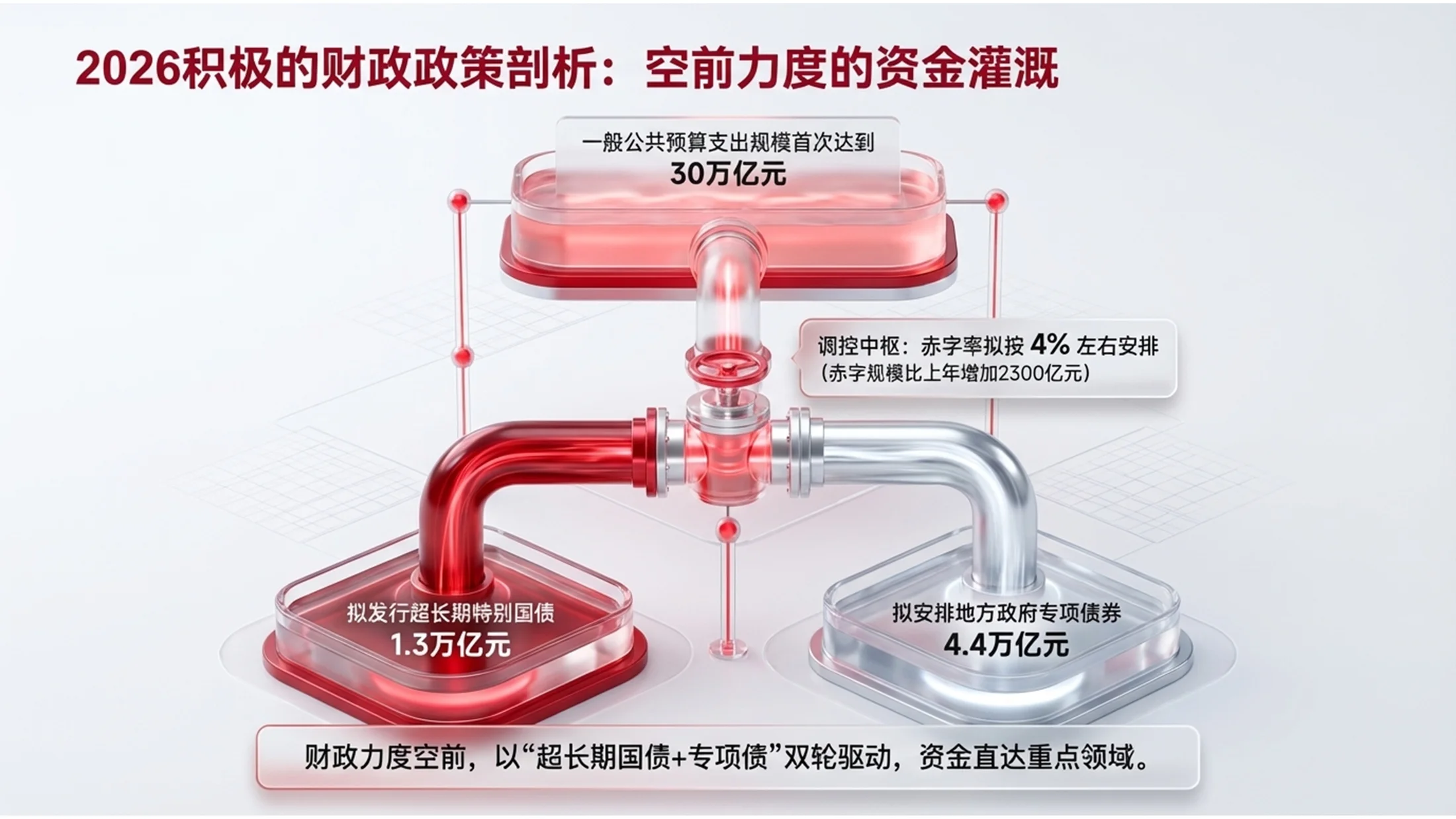 红色C4D玻璃质感政府工作报告PPT - 预览图6