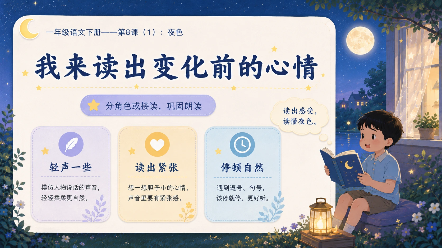 小学六年制统编教材系列课件——一年级语文下册第8课（1）：夜色 - 预览图13
