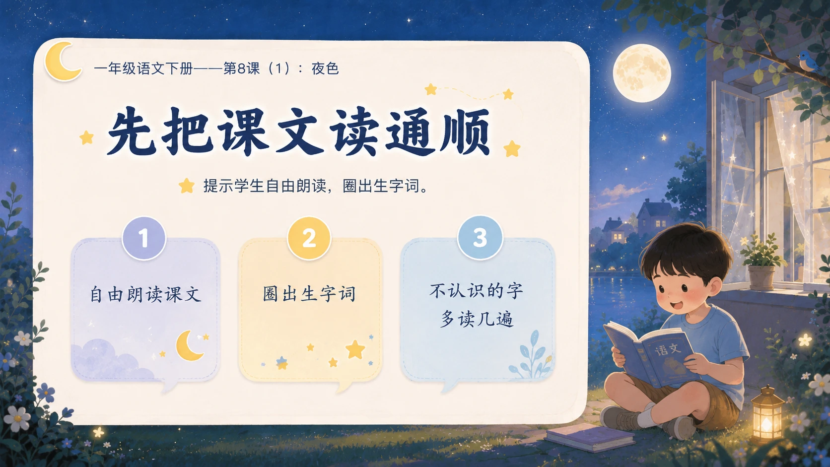 小学六年制统编教材系列课件——一年级语文下册第8课（1）：夜色 - 预览图4