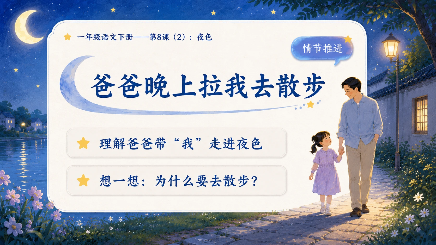小学六年制统编教材系列课件——一年级语文下册第8课（2）：夜色 - 预览图4