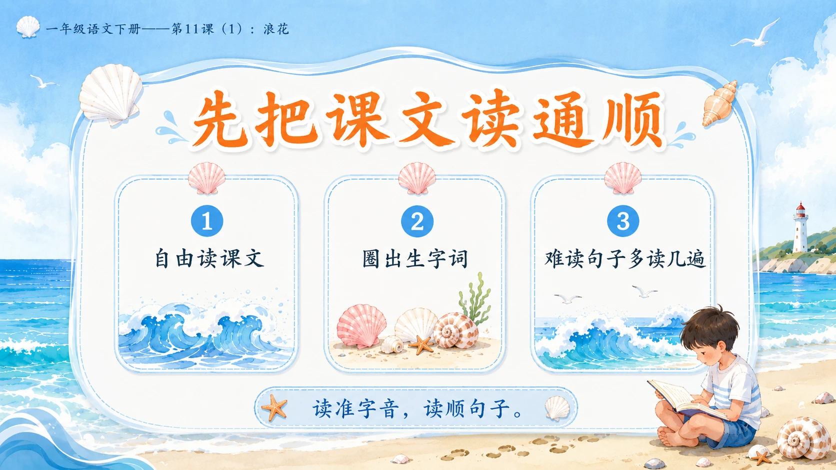 小学六年制统编教材系列课件——一年级语文下册第11课（1）：浪花 - 预览图4