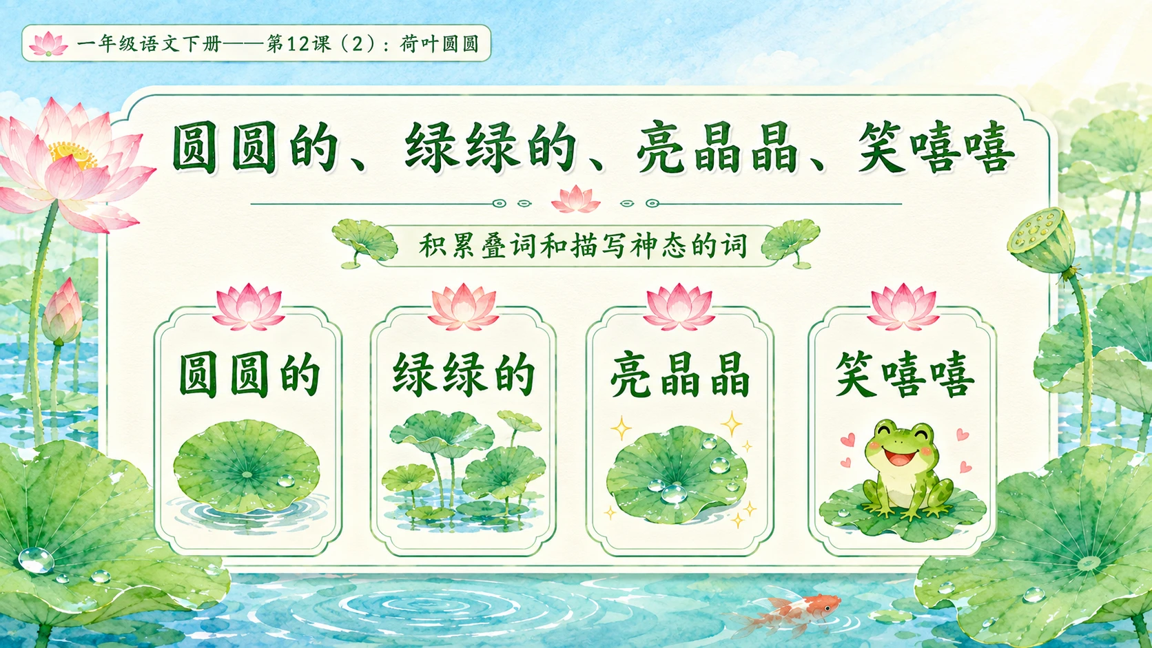 小学六年制统编教材系列课件——一年级语文下册第12课（2）：荷叶圆圆 - 预览图3