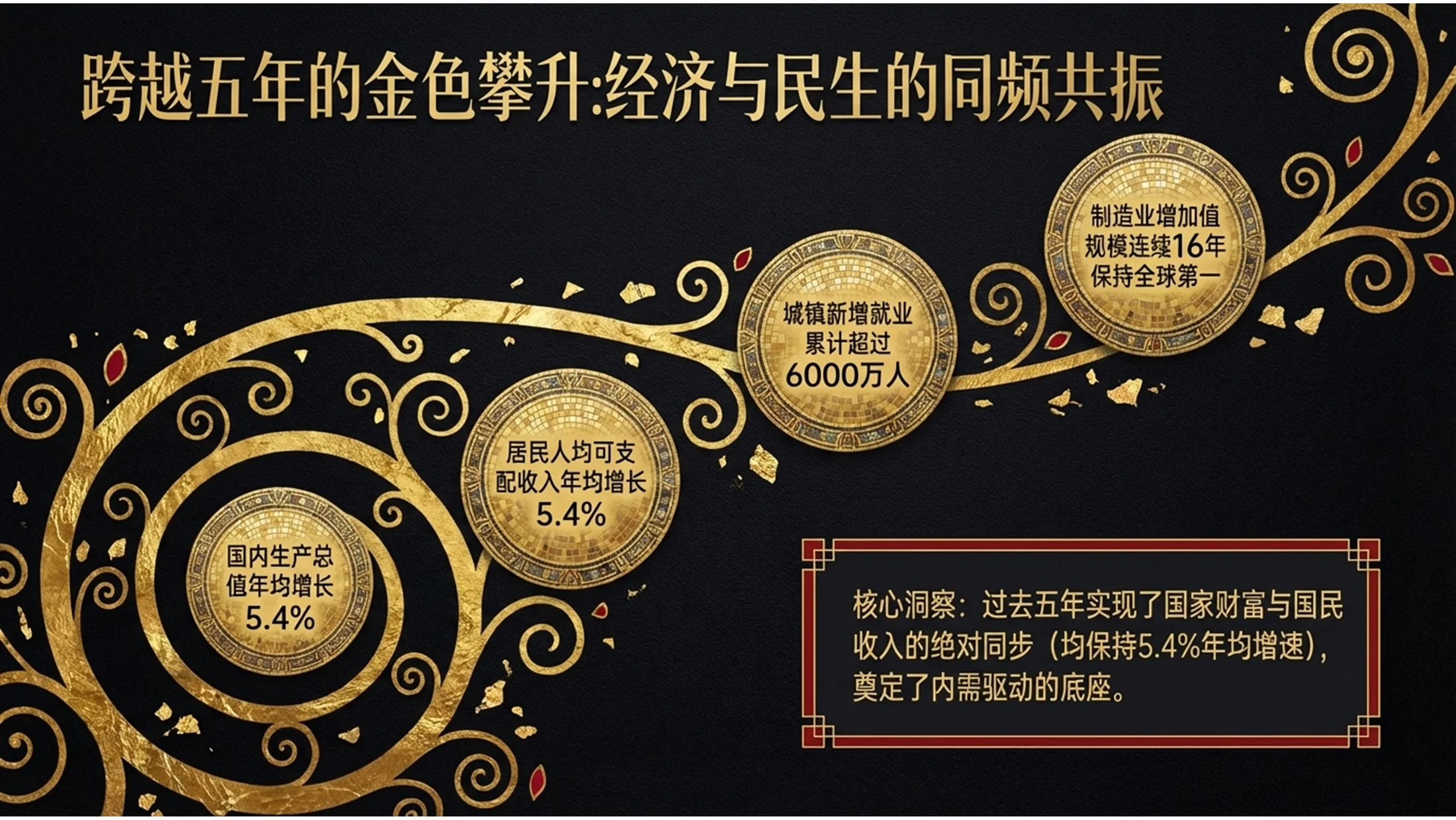 金色马赛克瓷砖克里姆特风格政府工作报告PPT - 预览图2