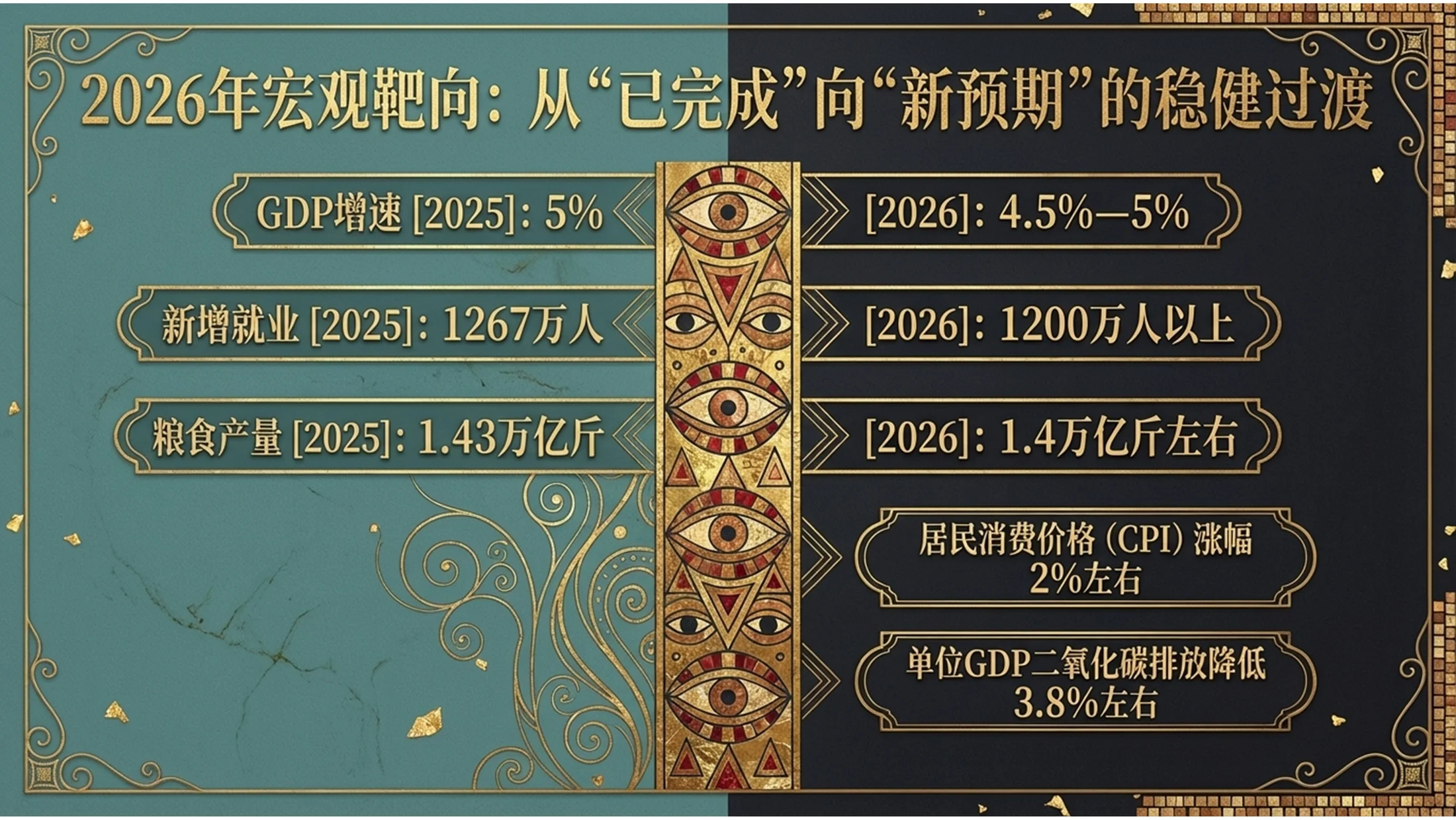 金色马赛克瓷砖克里姆特风格政府工作报告PPT - 预览图5