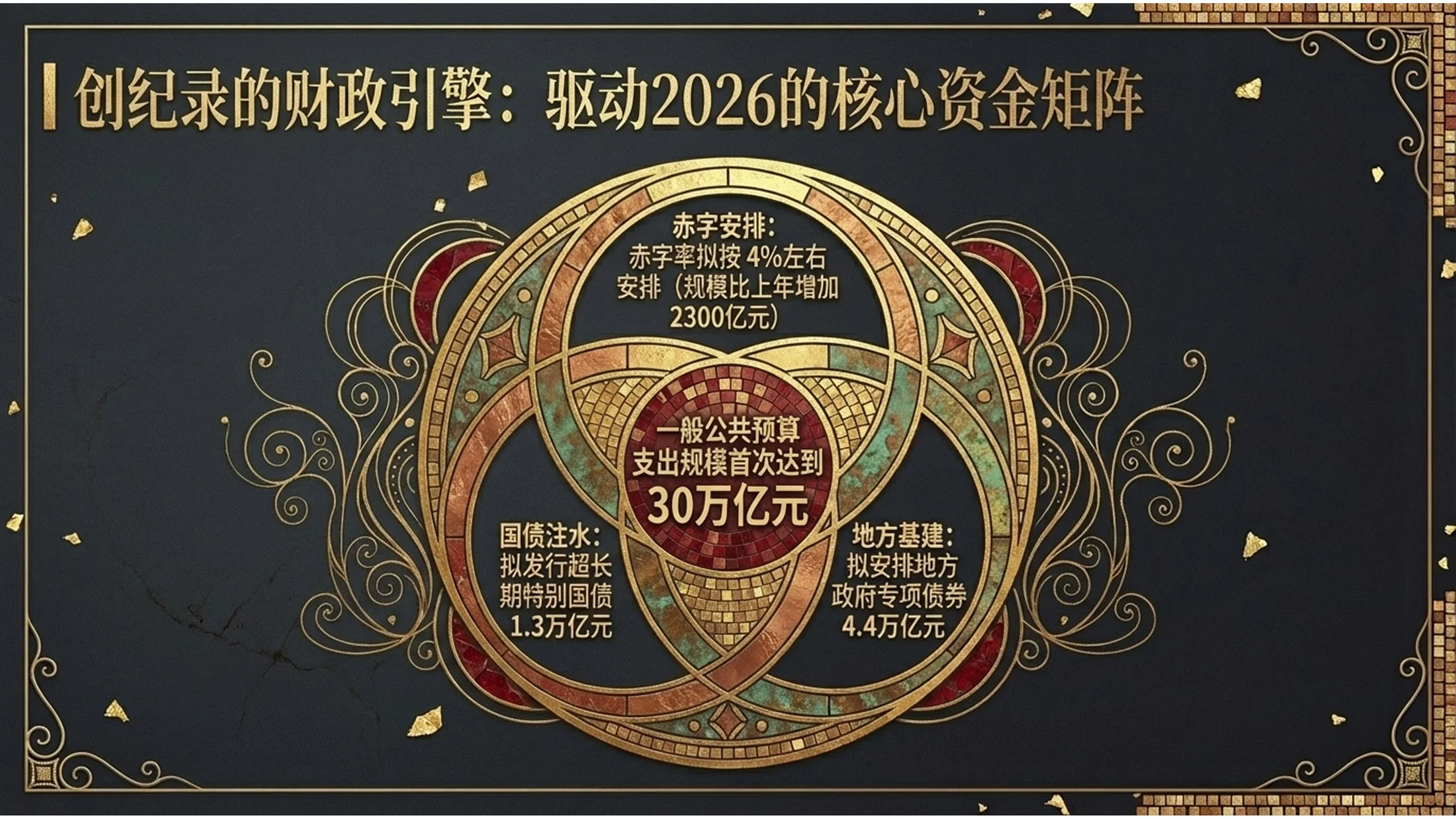 金色马赛克瓷砖克里姆特风格政府工作报告PPT - 预览图6