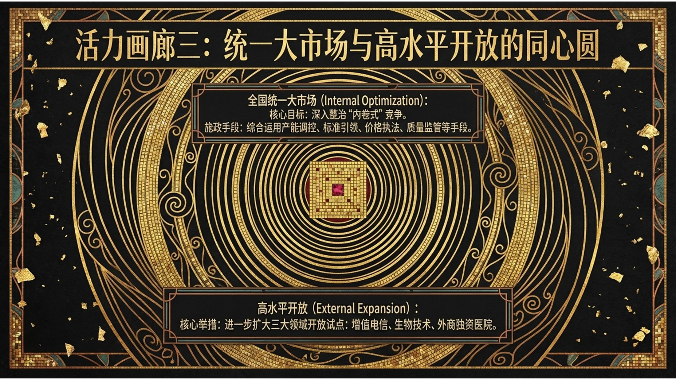 金色马赛克瓷砖克里姆特风格政府工作报告PPT - 预览图9