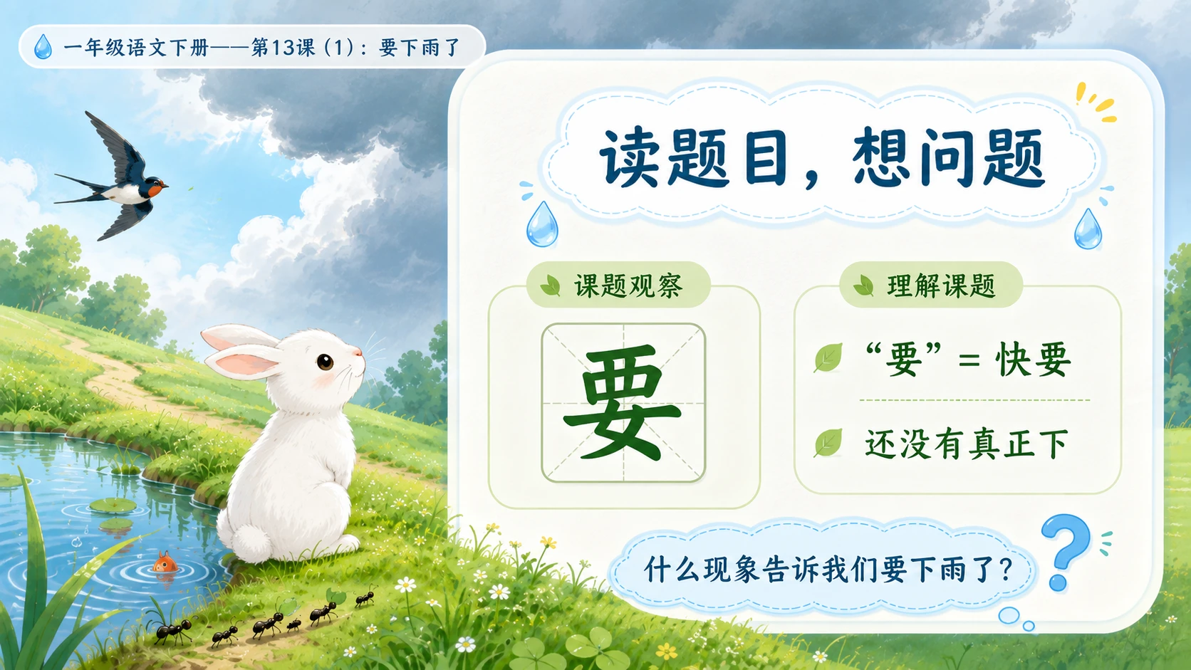 小学六年制统编教材系列课件——一年级语文下册第13课（1）：要下雨了 - 预览图4