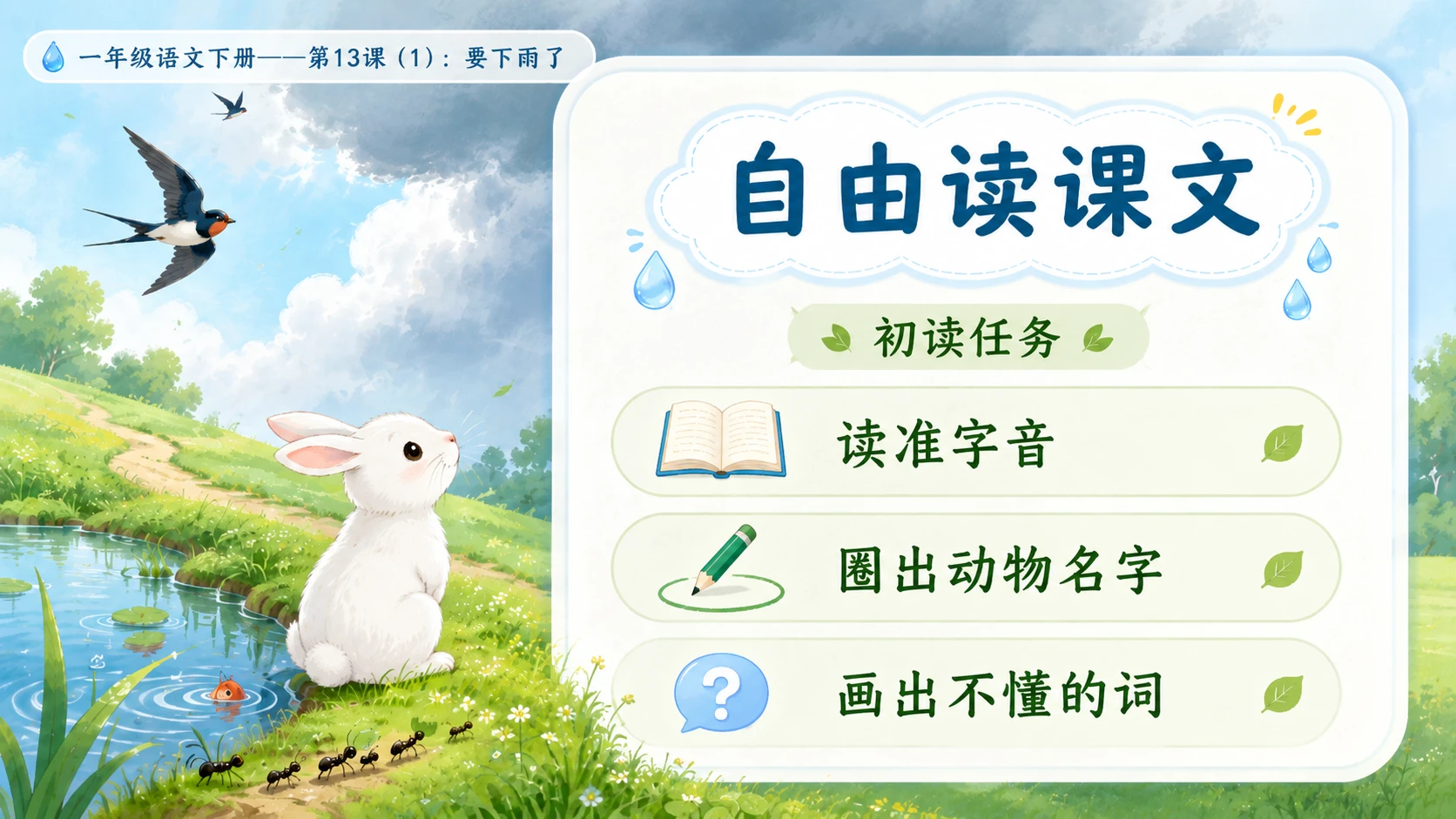 小学六年制统编教材系列课件——一年级语文下册第13课（1）：要下雨了 - 预览图5