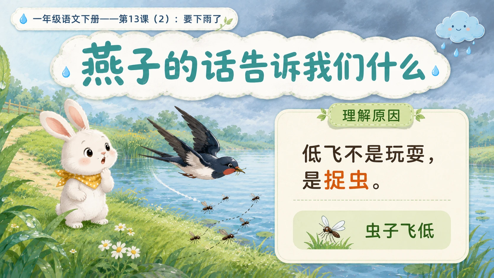 小学六年制统编教材系列课件——一年级语文下册第13课（2）：要下雨了 - 预览图5